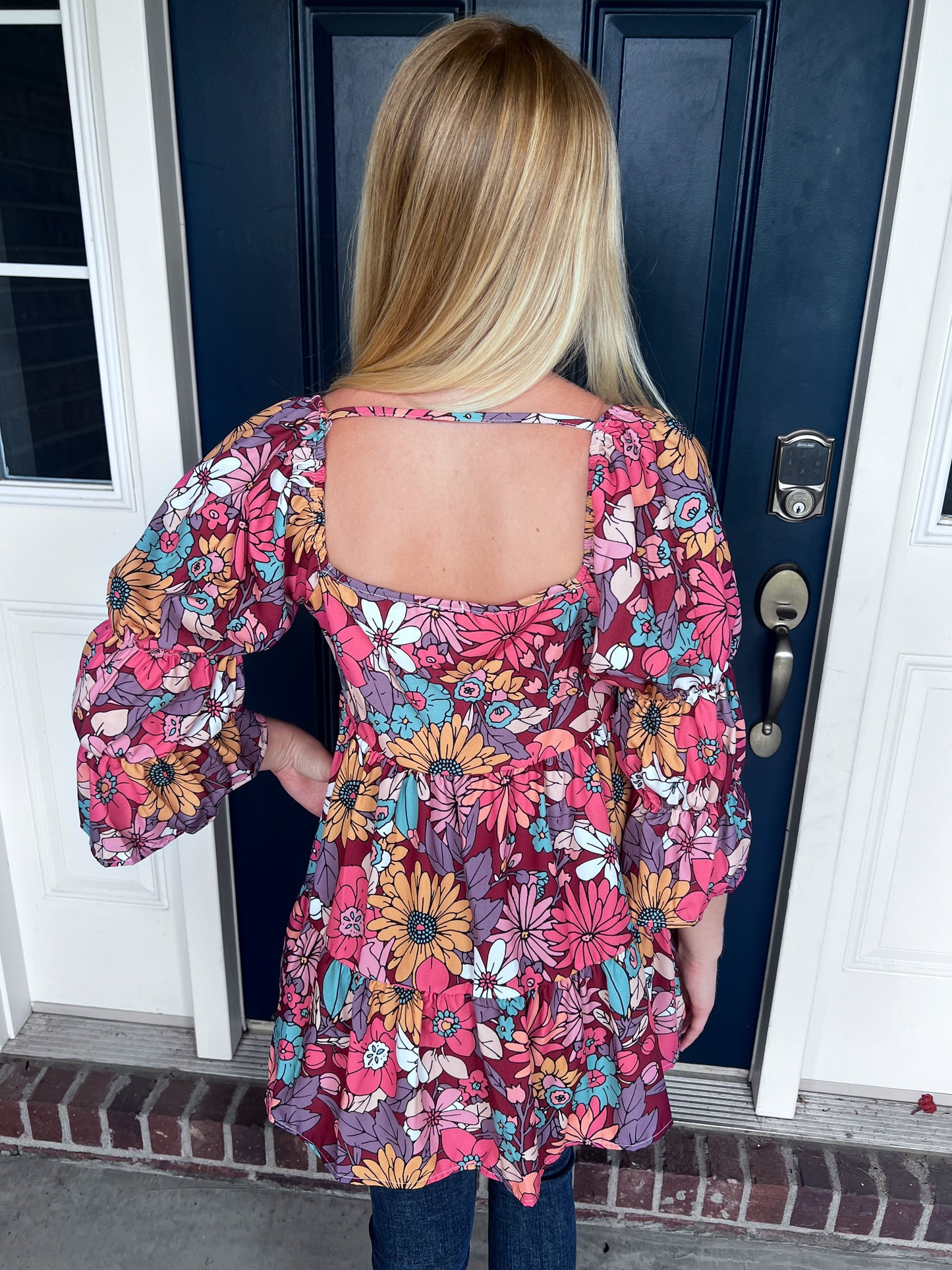 New! Waiting for You Floral Peasant Blouse