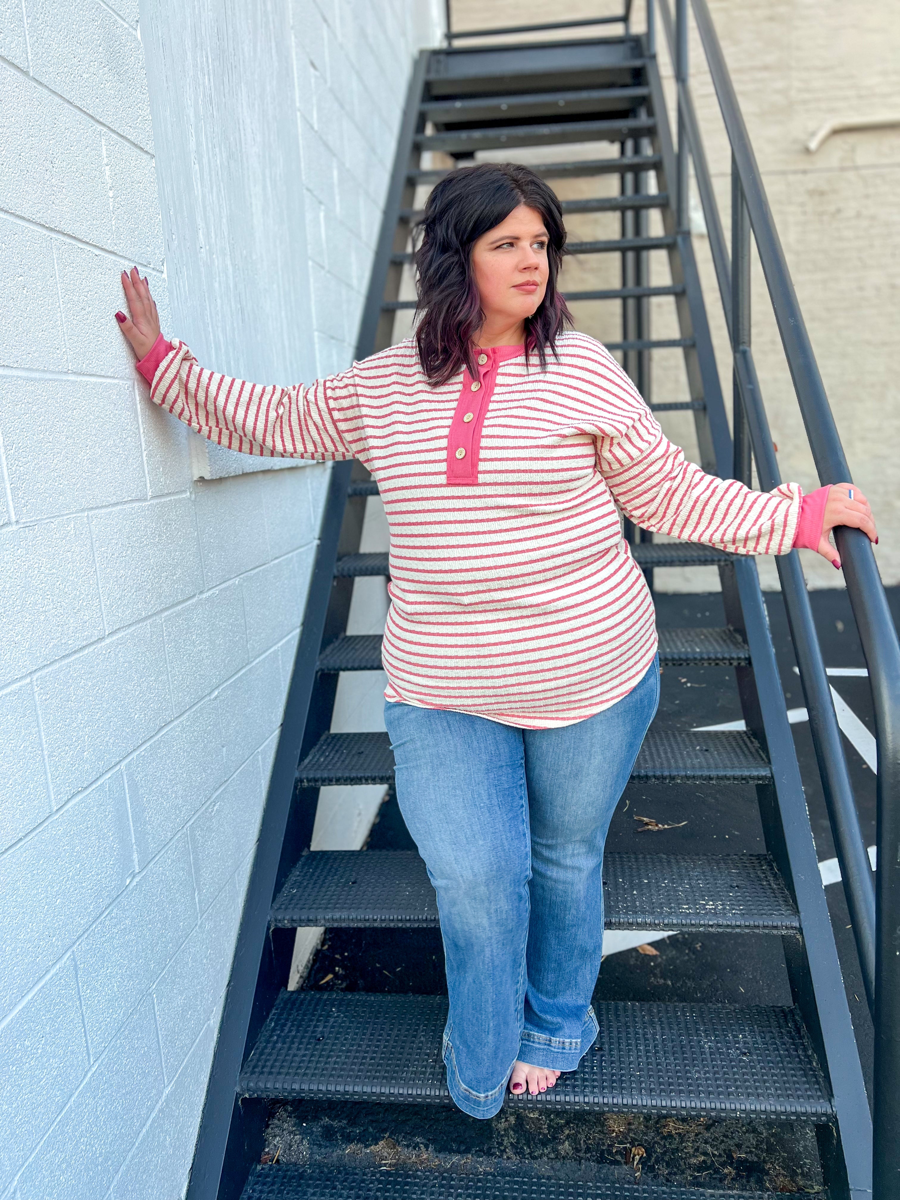 Emily Stripe Top - Rose