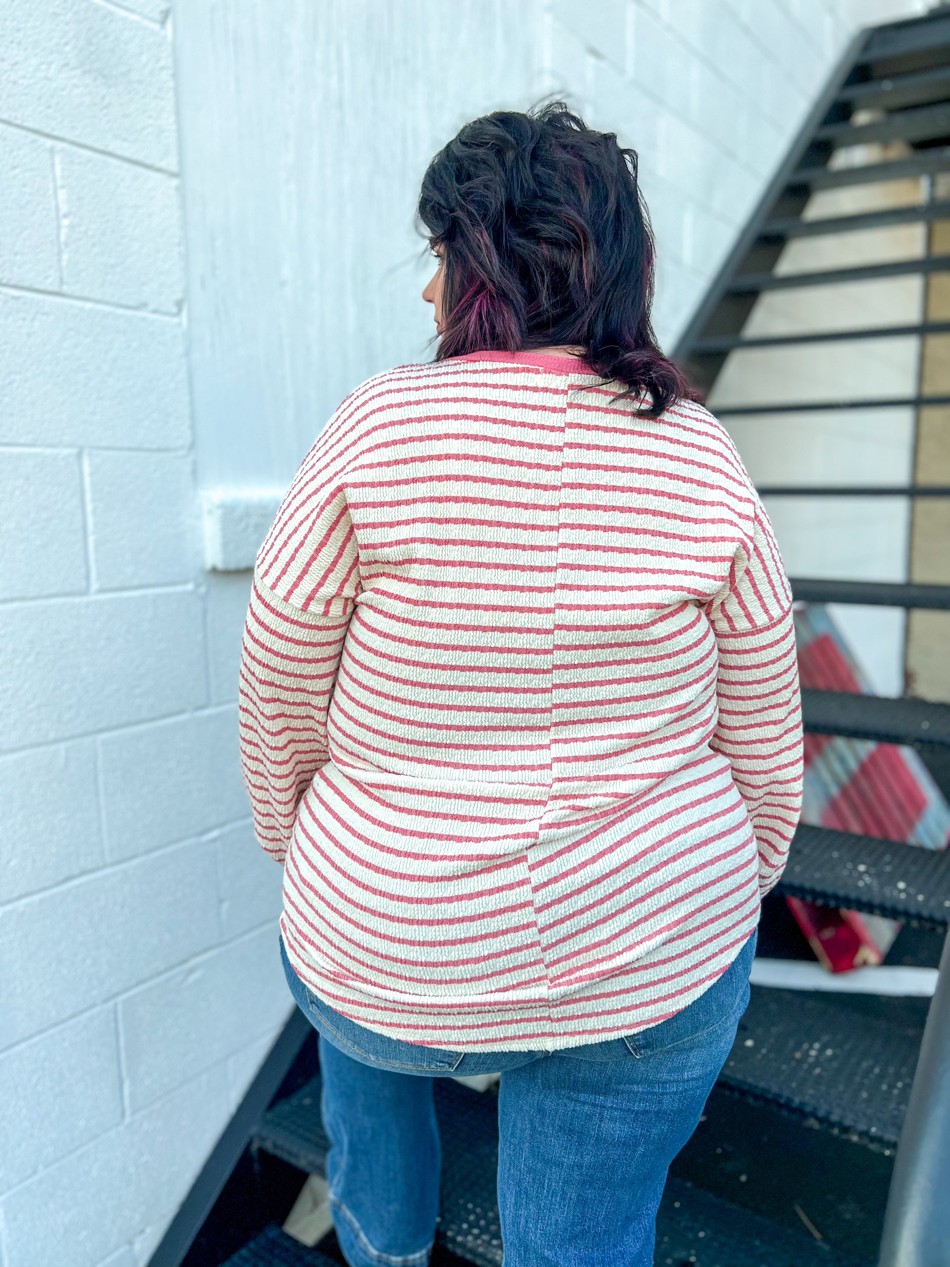 Emily Stripe Top - Rose