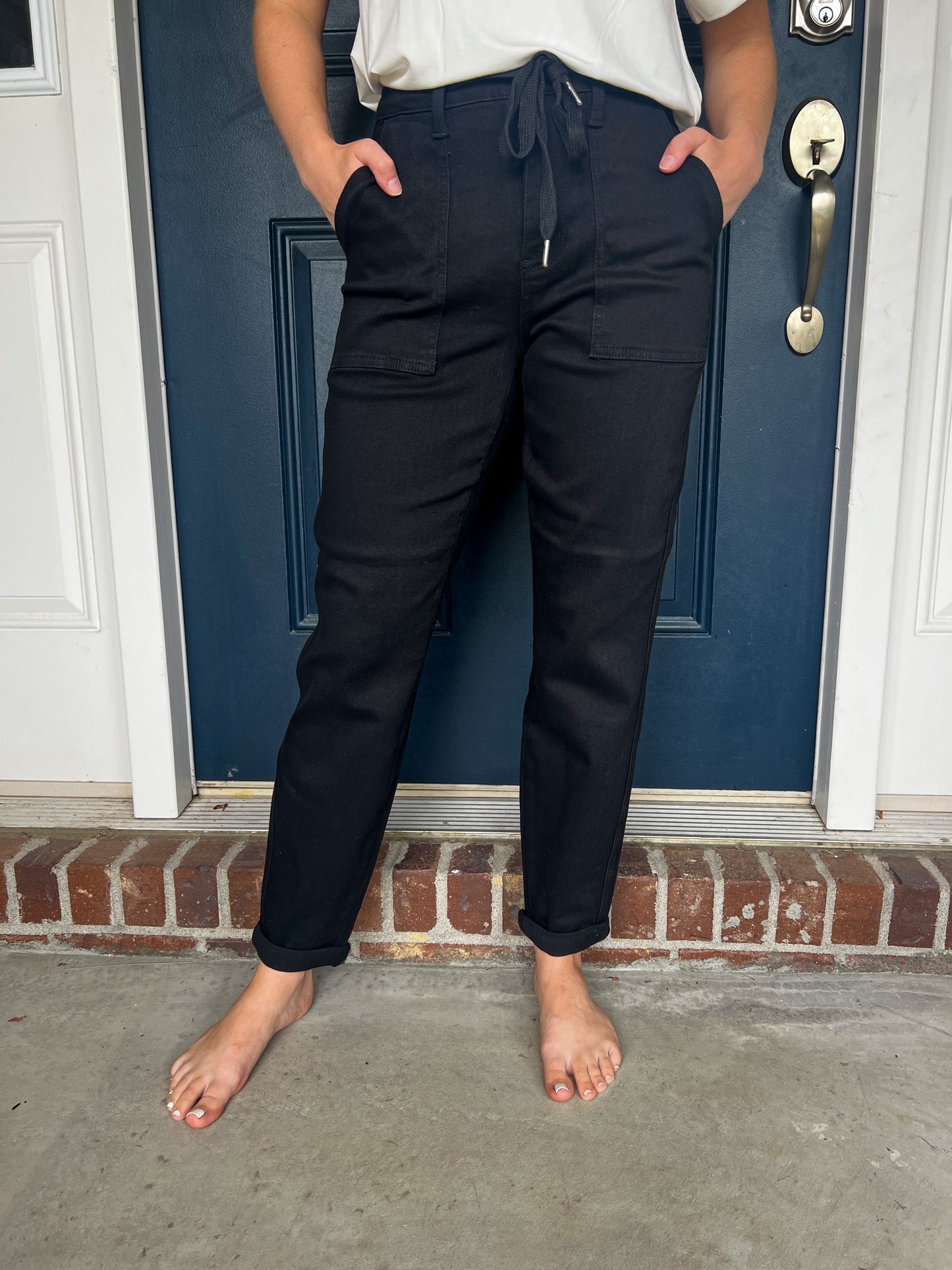 New! Judy Blue Black Double Cuff Jogger