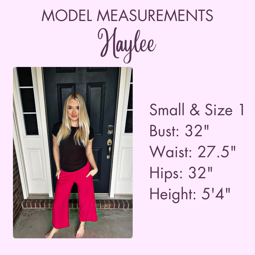 DOORBUSTER Lucy Wide Leg Stretchy Crop Pants - Hot Pink