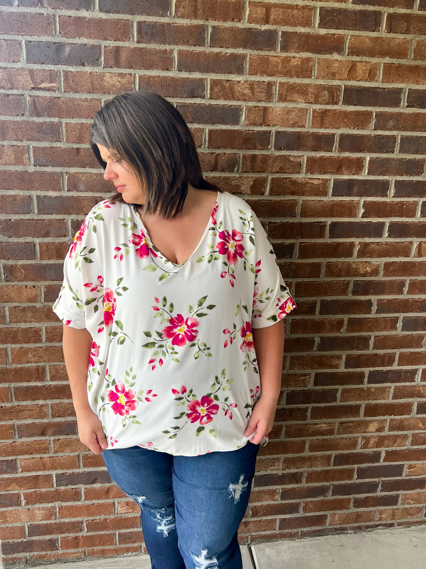 Constance Floral Blouse - Ivory