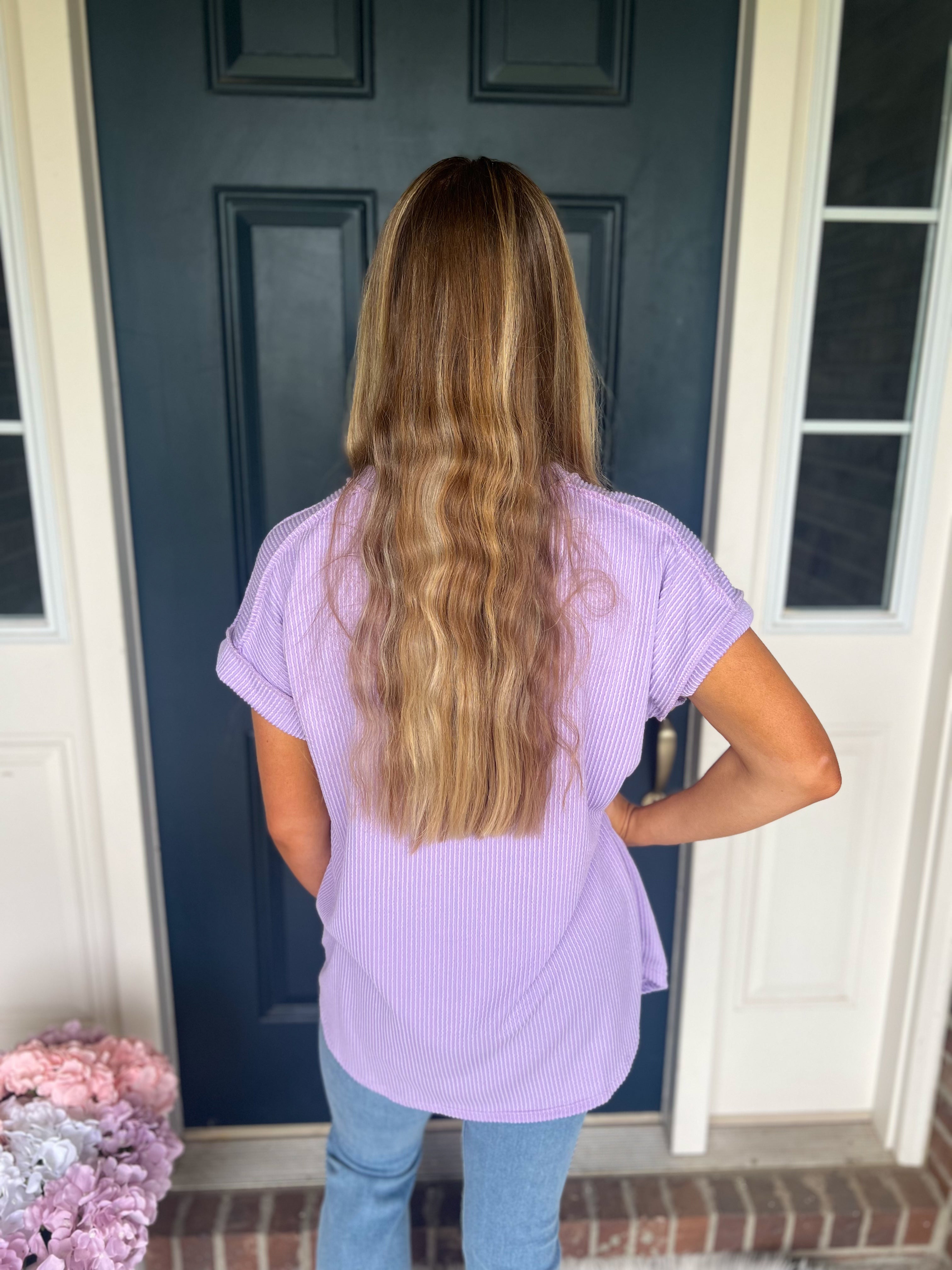 Lavender V-Neck Top