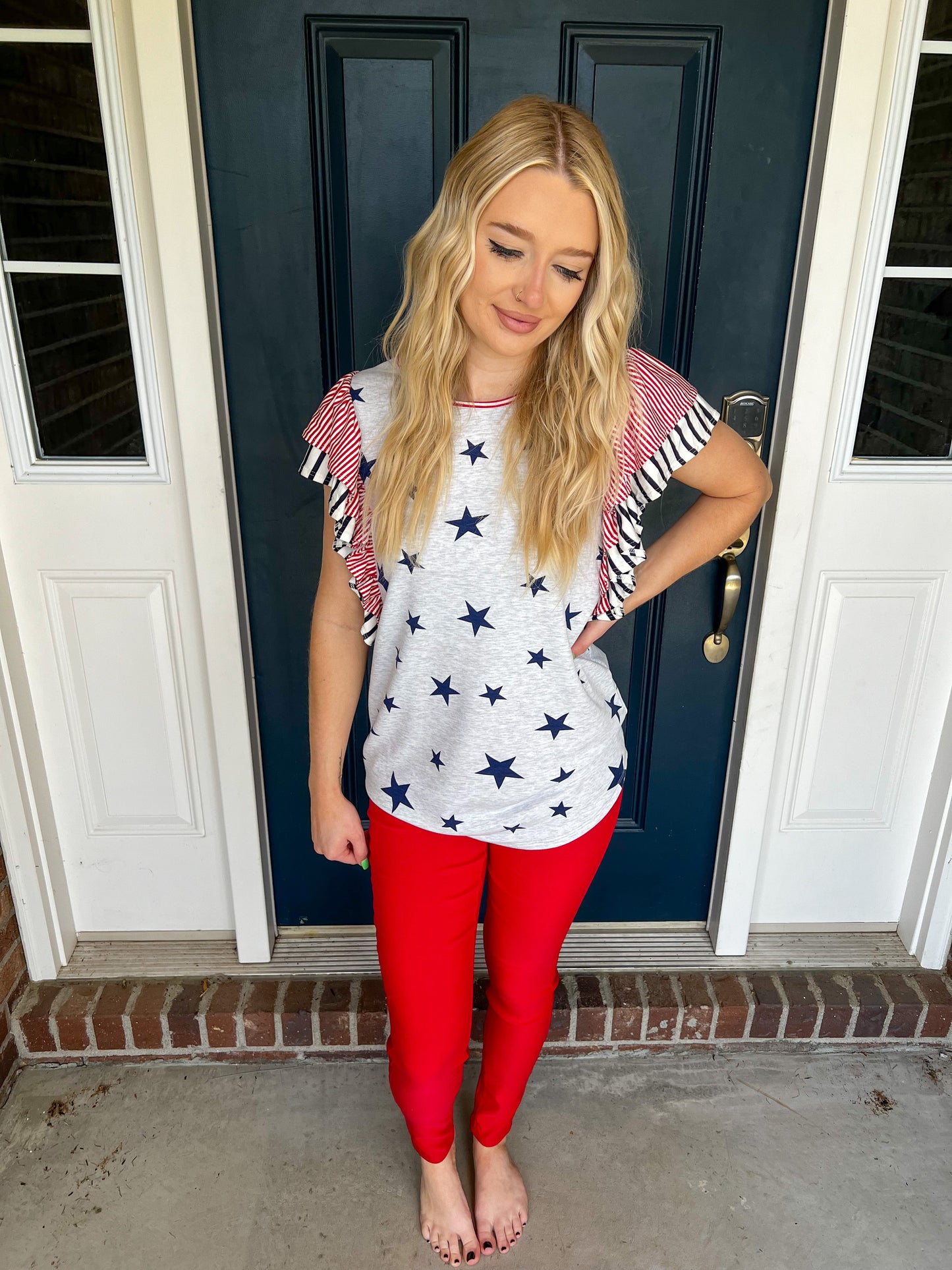 New! Stars and Stripes Ruffle Top