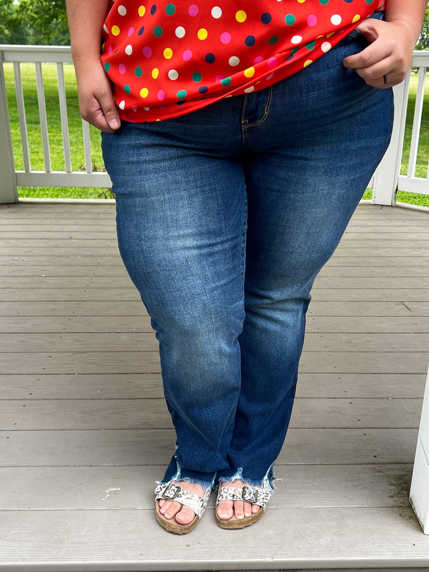 Judy Blue Distressed Hem Bootcut Jeans