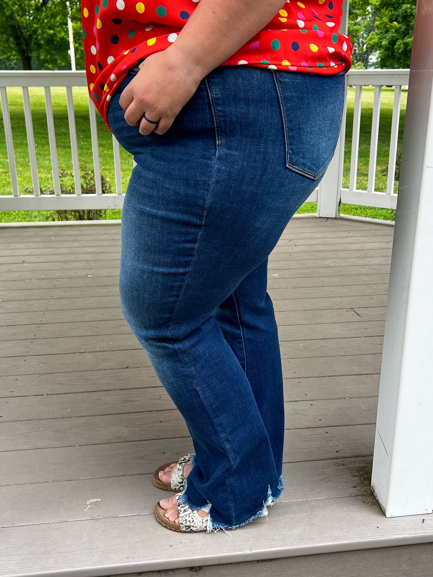 Judy Blue Distressed Hem Bootcut Jeans