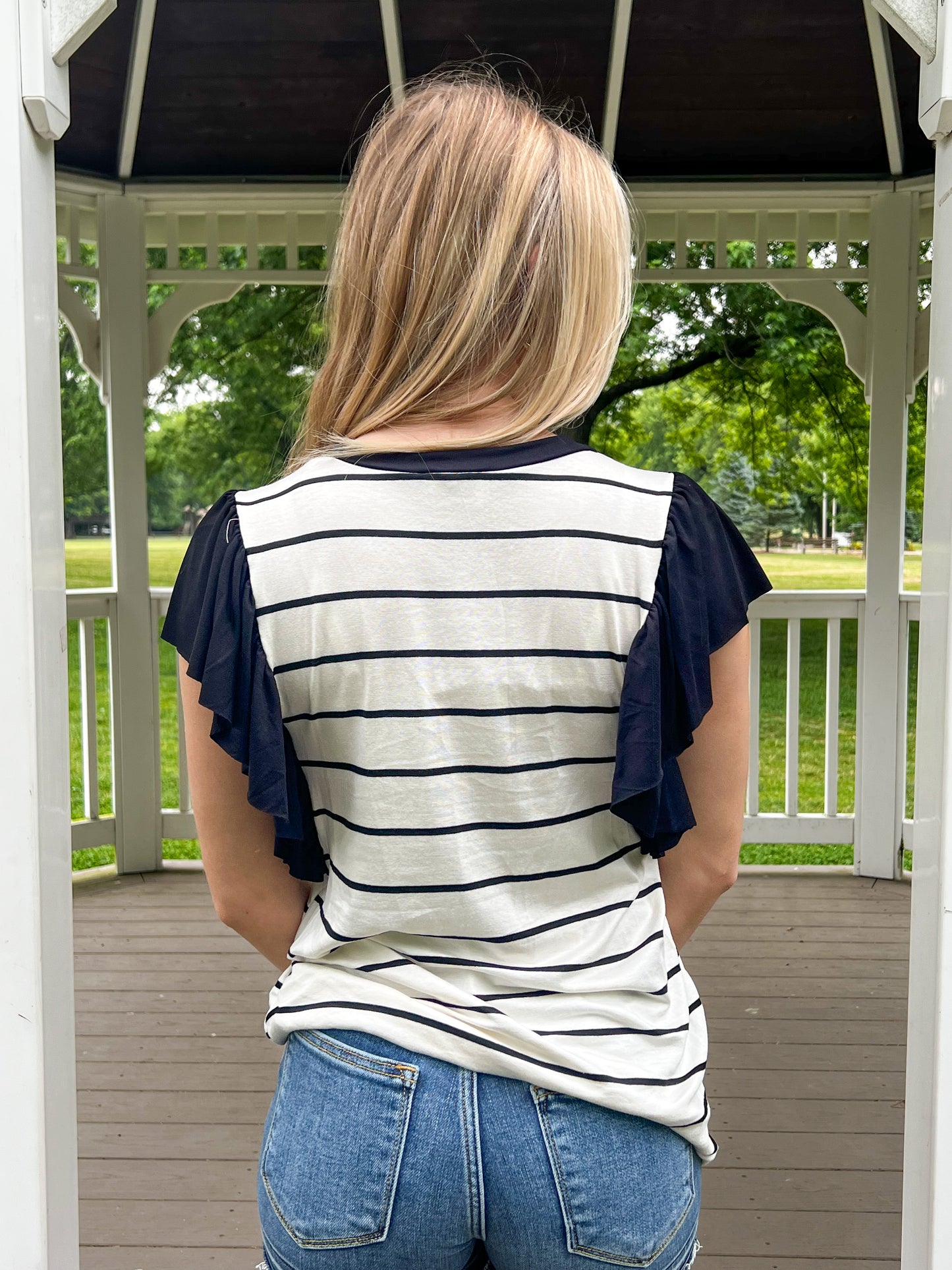 Lexi Black Striped Top