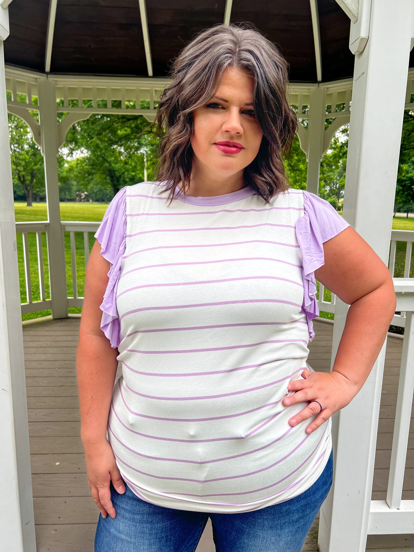Lexi Lavender Striped Top