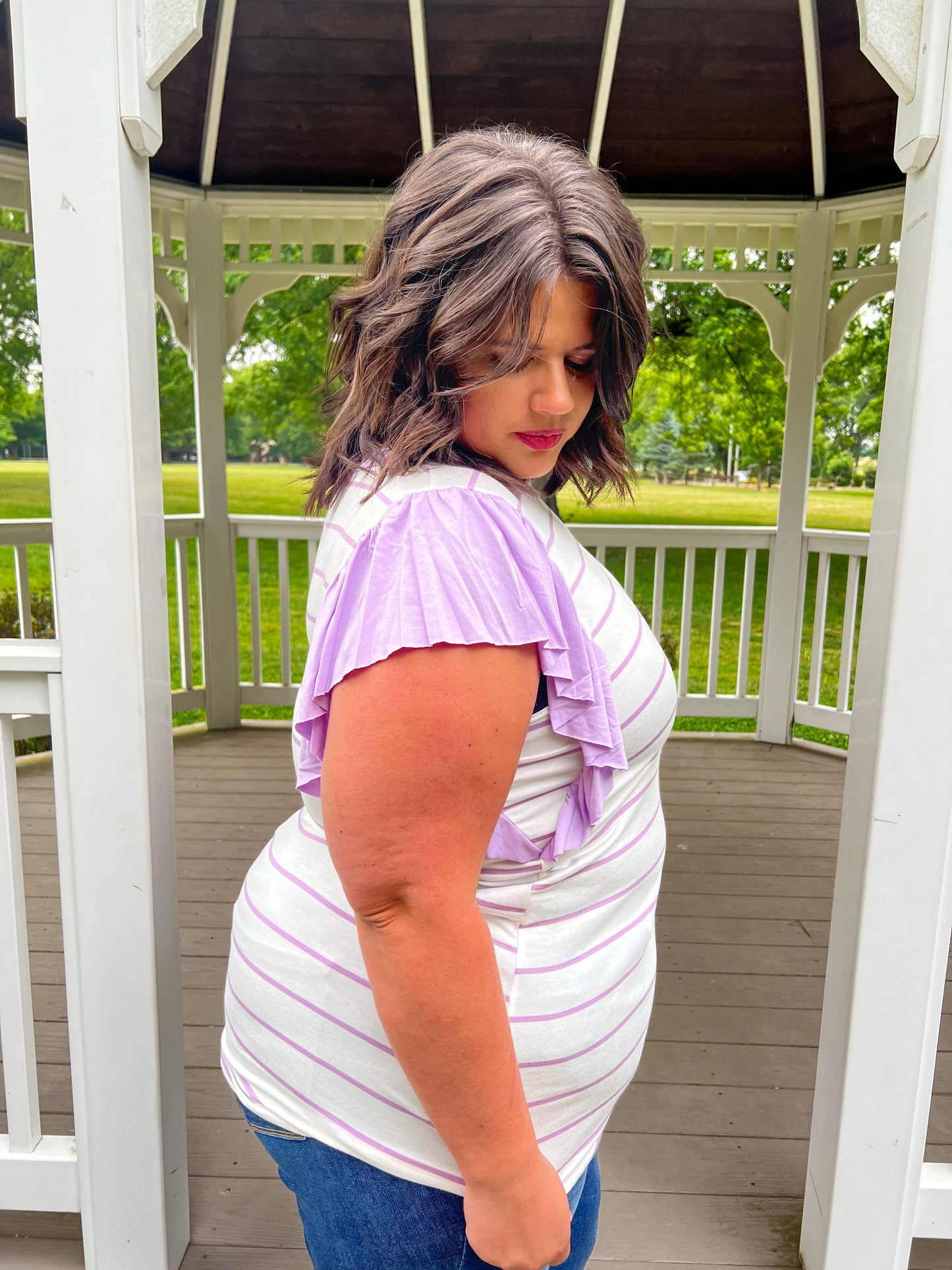 Lexi Lavender Striped Top