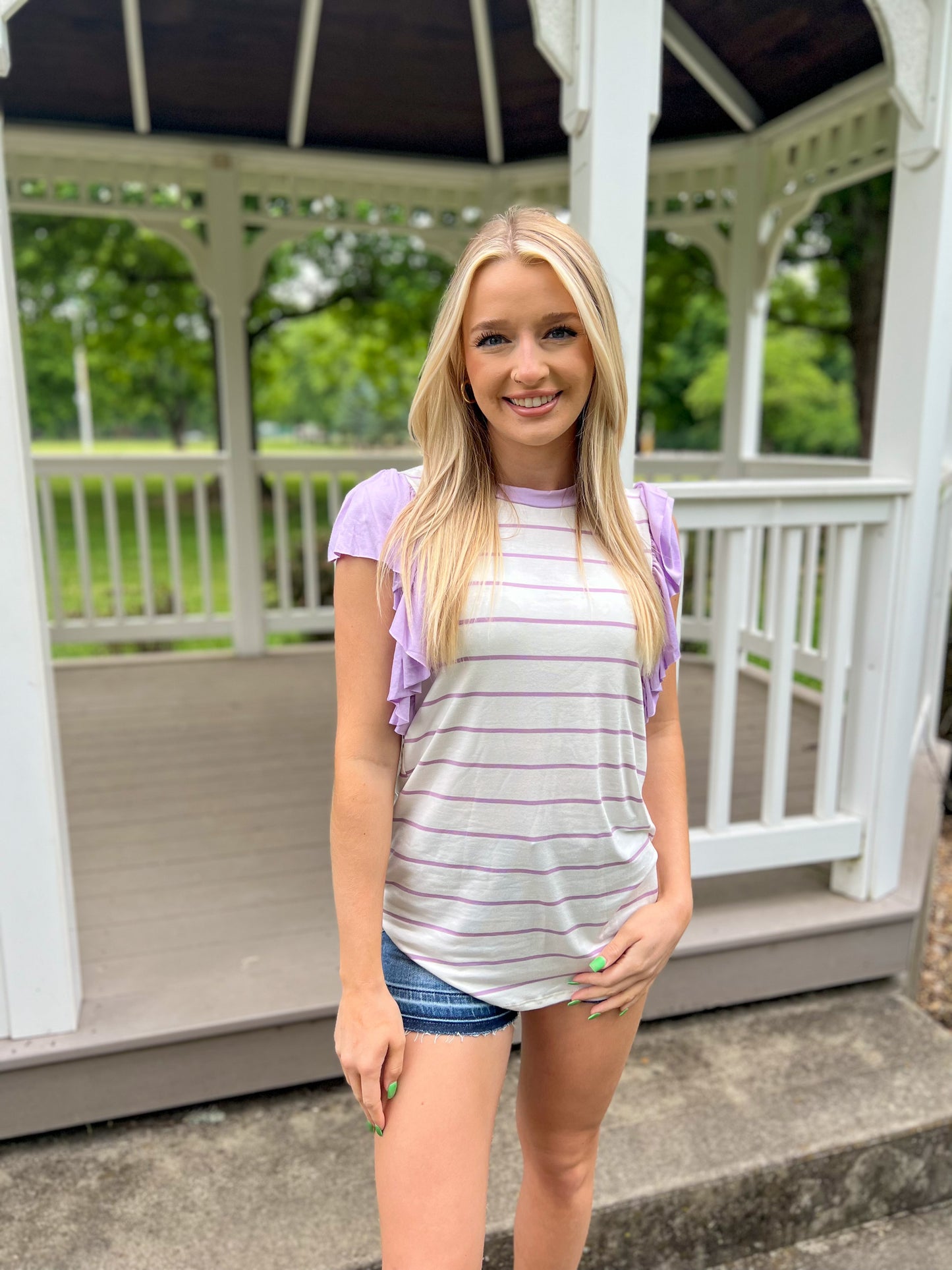 Lexi Lavender Striped Top