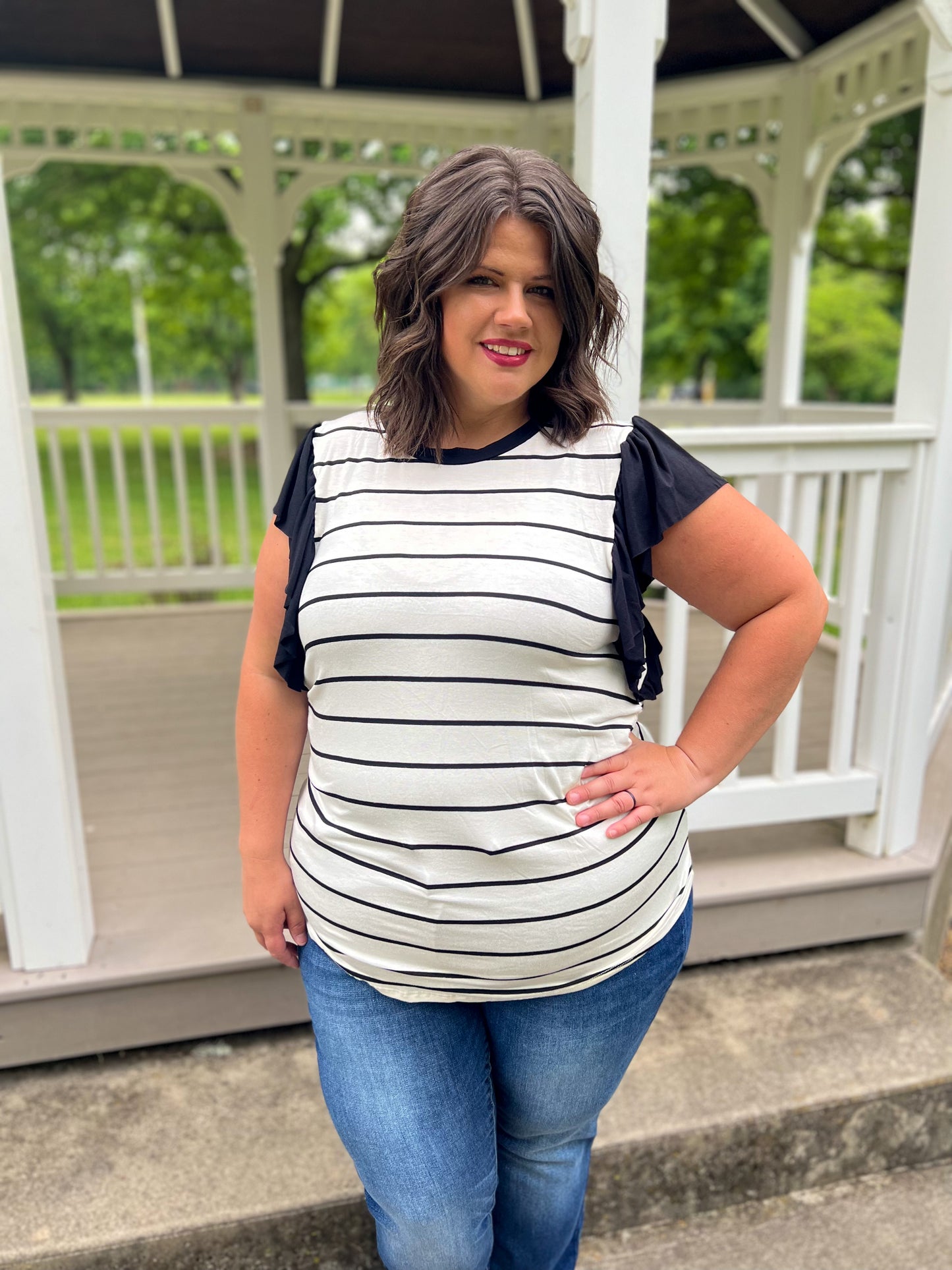 Lexi Black Striped Top