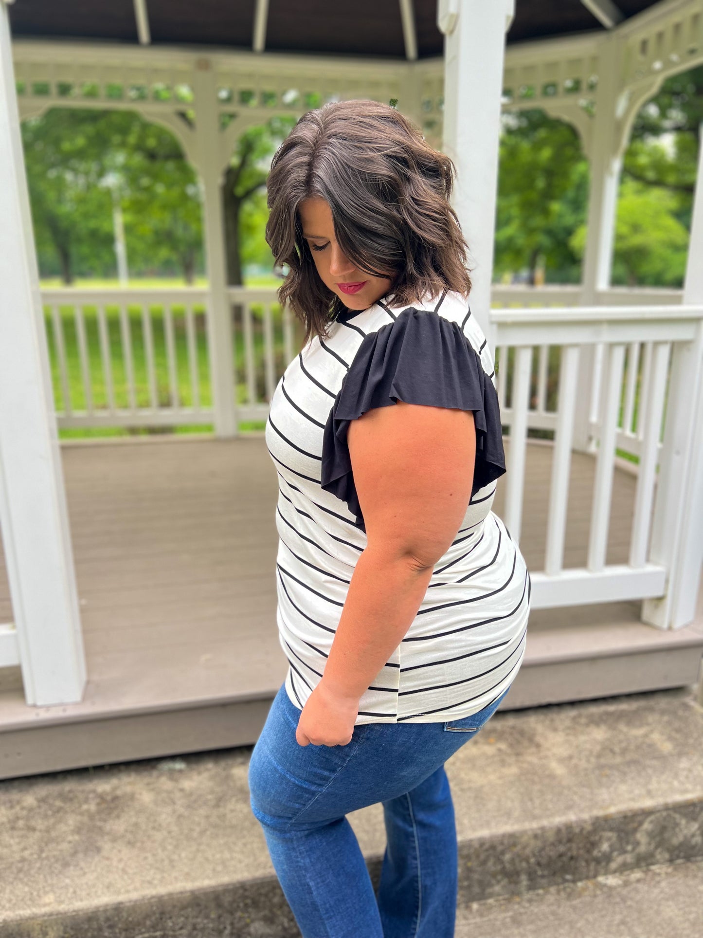 Lexi Black Striped Top
