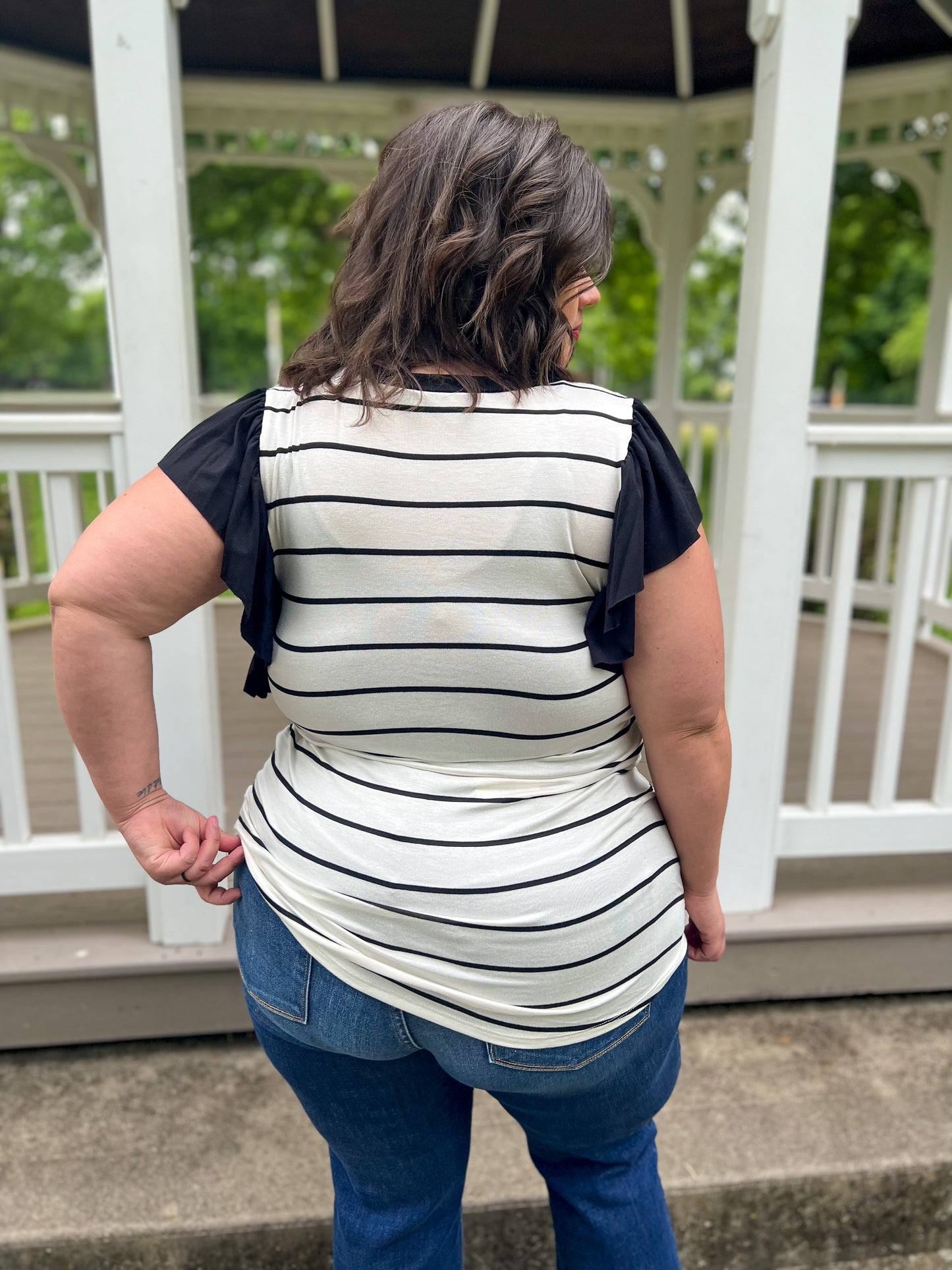 Lexi Black Striped Top