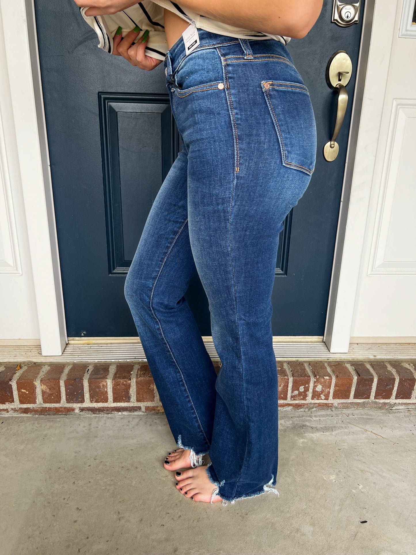 Judy Blue Distressed Hem Bootcut Jeans