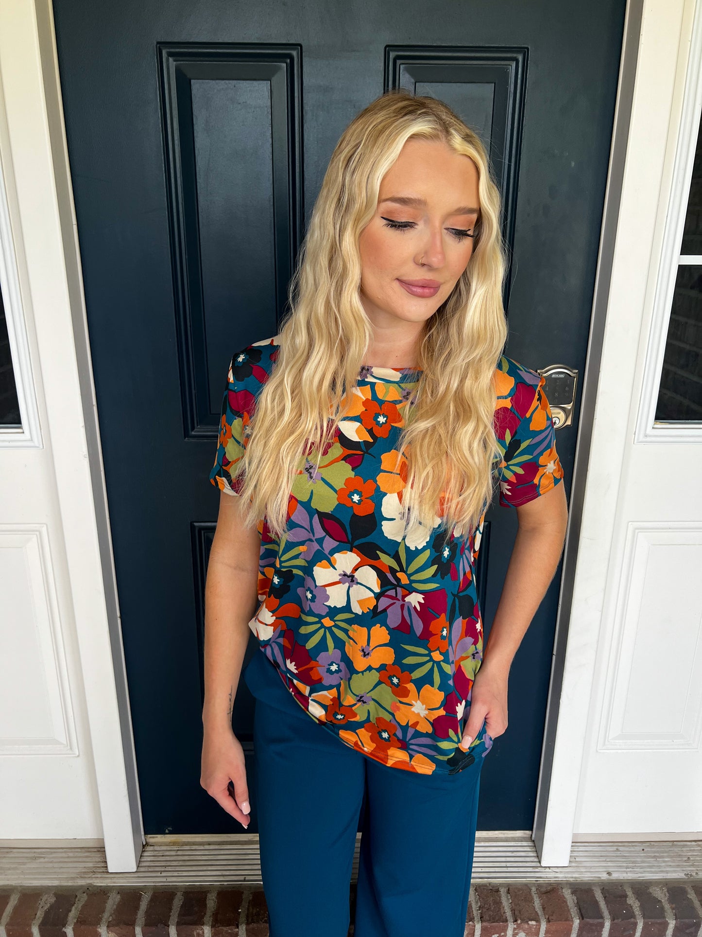 Brianna Navy Floral Top