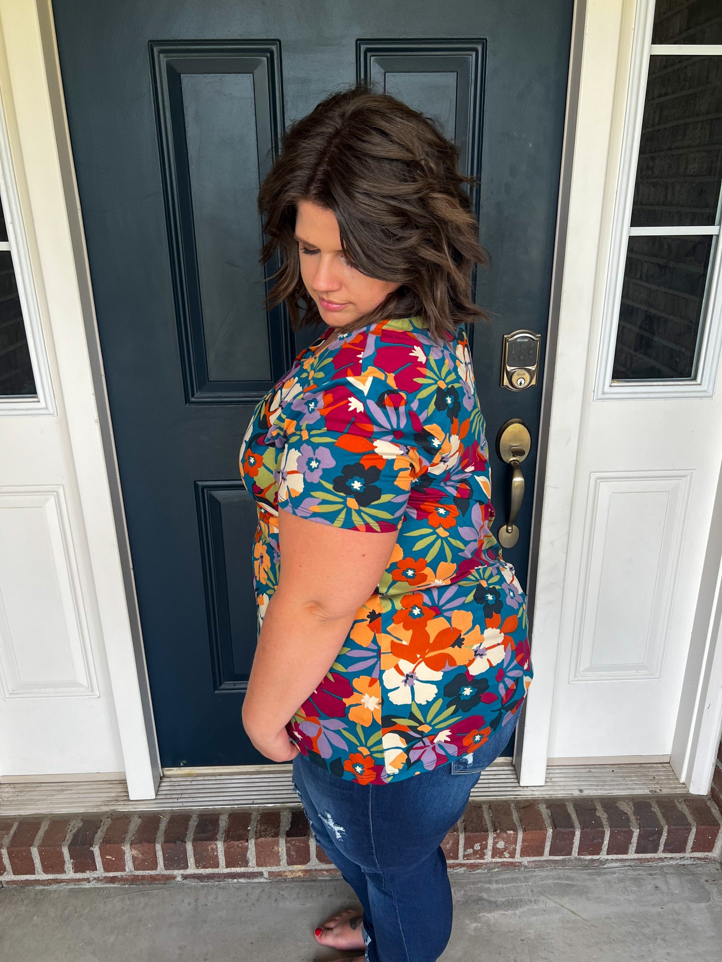 Brianna Navy Floral Top