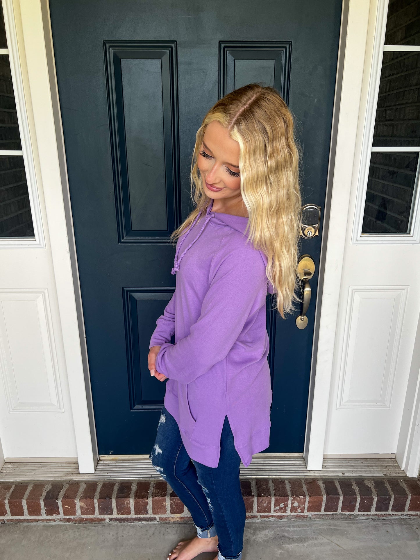 Ampersand Ave Sideslit Hoodie - Bright Lilac