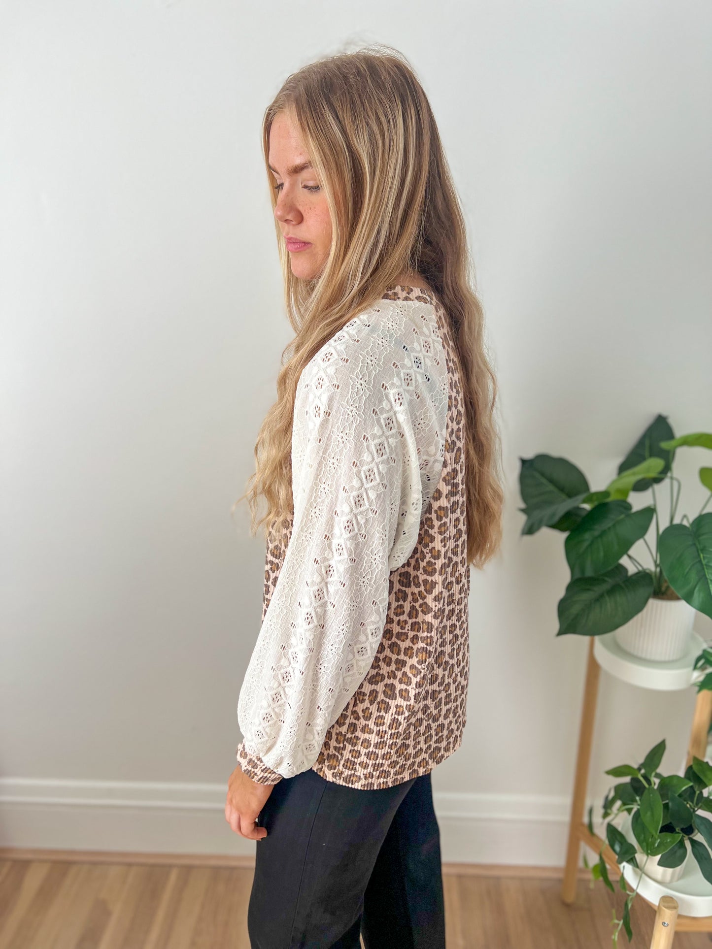 New! Leopard and Lace Top