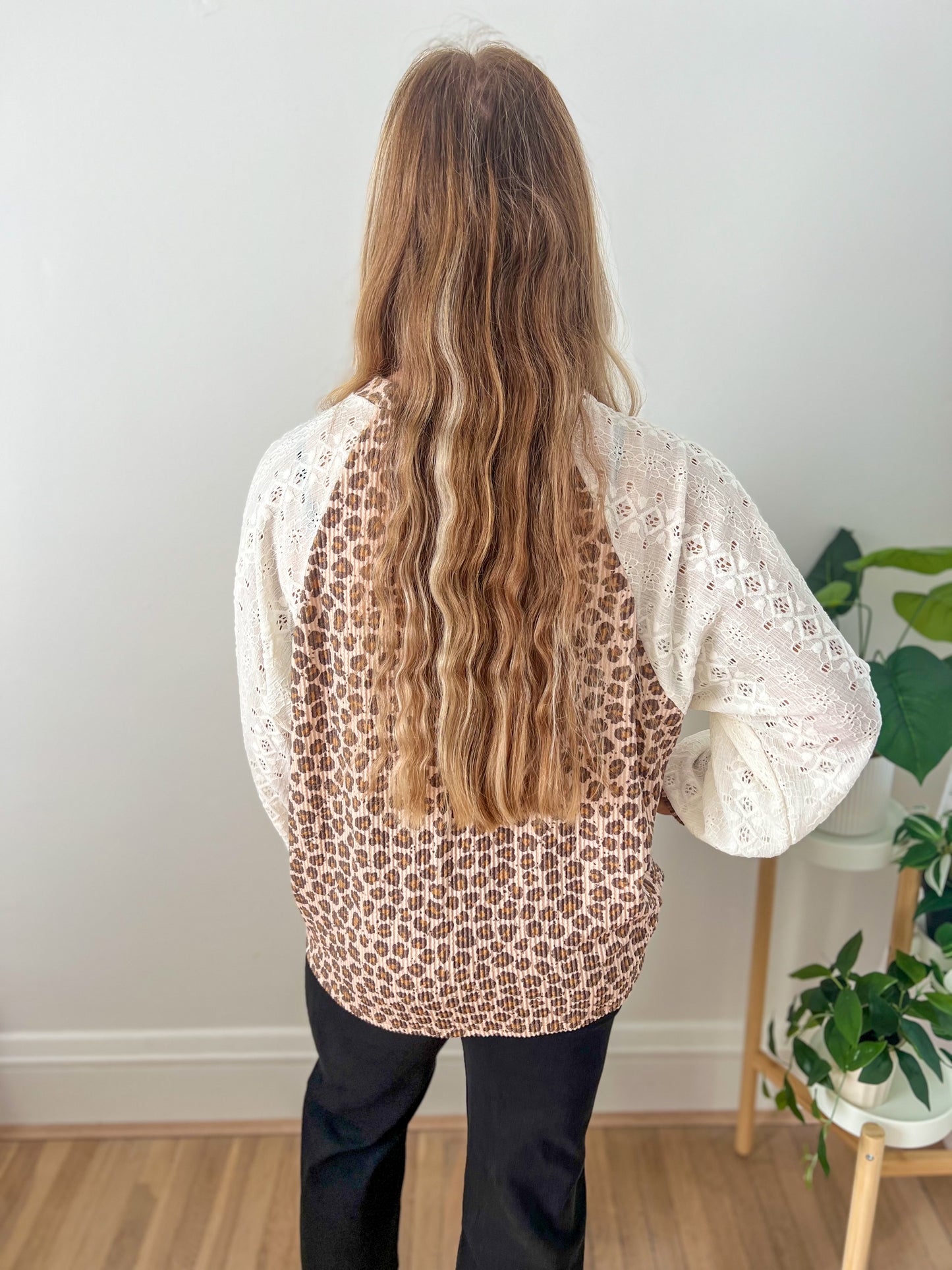 New! Leopard and Lace Top