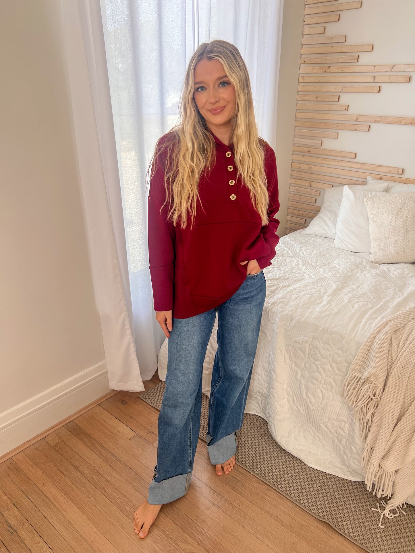 New! Aria Scuba Hoodie - Burgundy