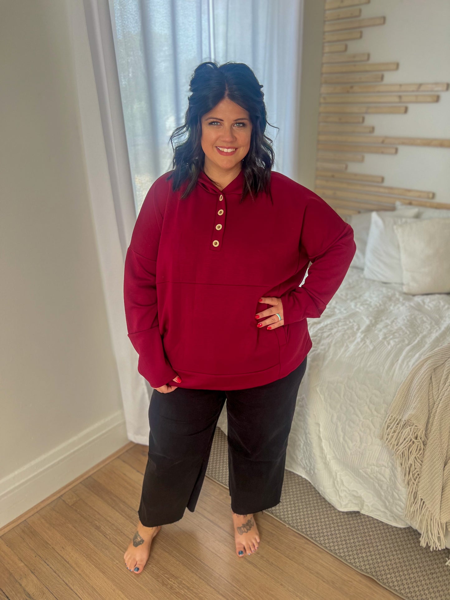 New! Aria Scuba Hoodie - Burgundy