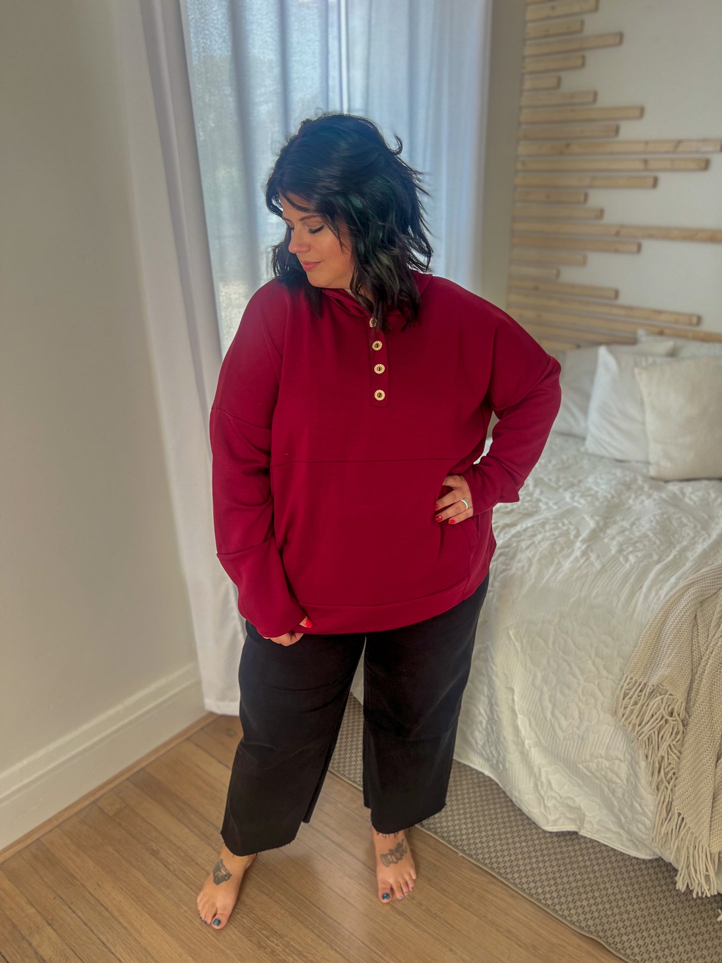 New! Aria Scuba Hoodie - Burgundy