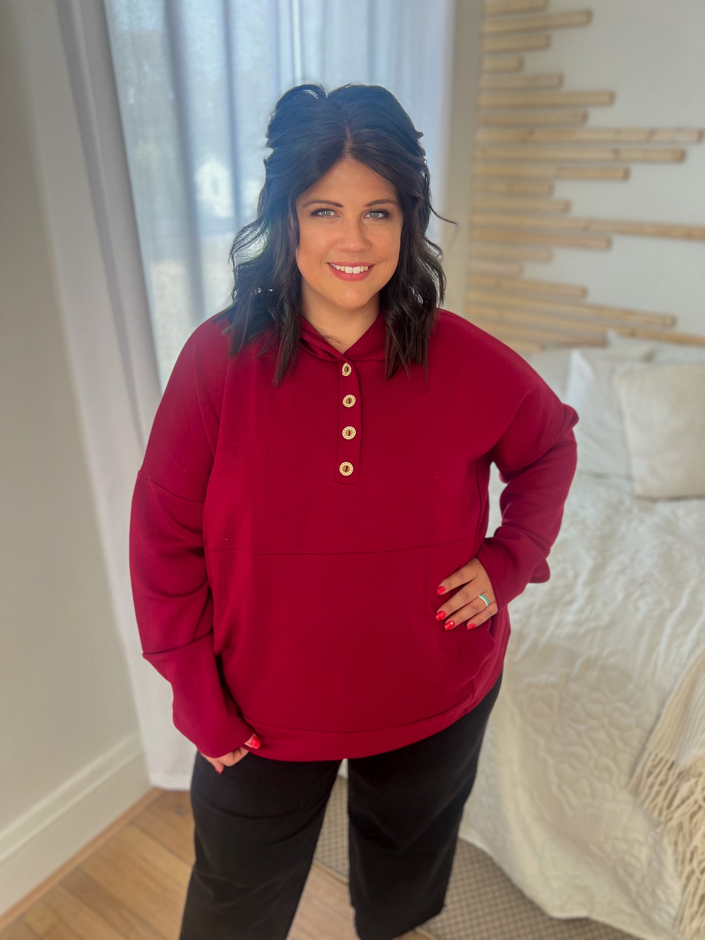 New! Aria Scuba Hoodie - Burgundy