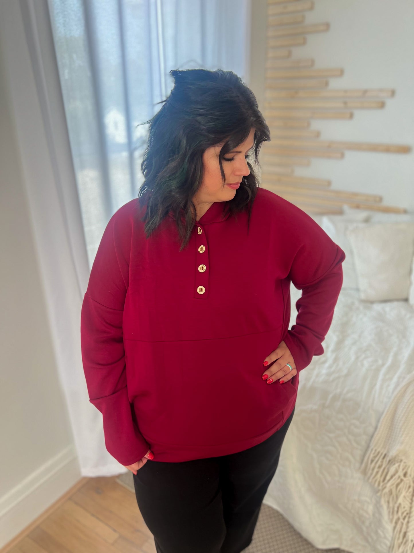 New! Aria Scuba Hoodie - Burgundy
