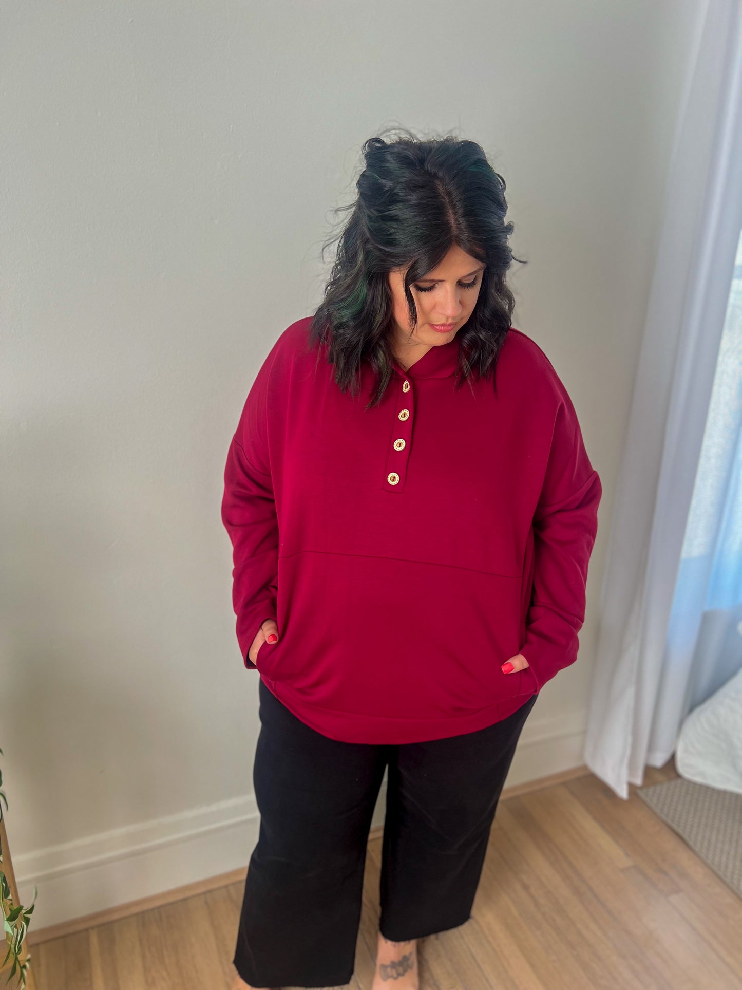 New! Aria Scuba Hoodie - Burgundy