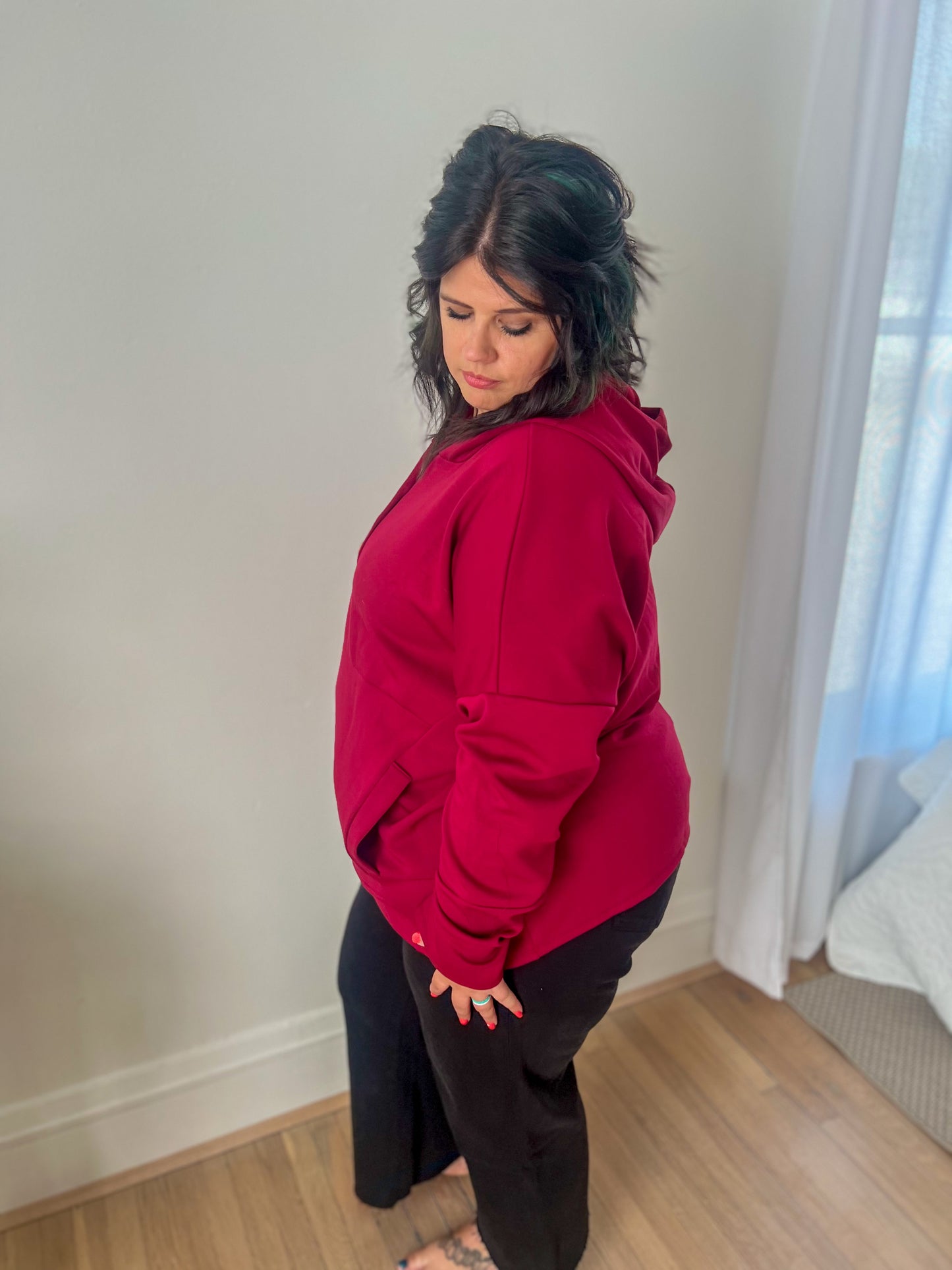 New! Aria Scuba Hoodie - Burgundy