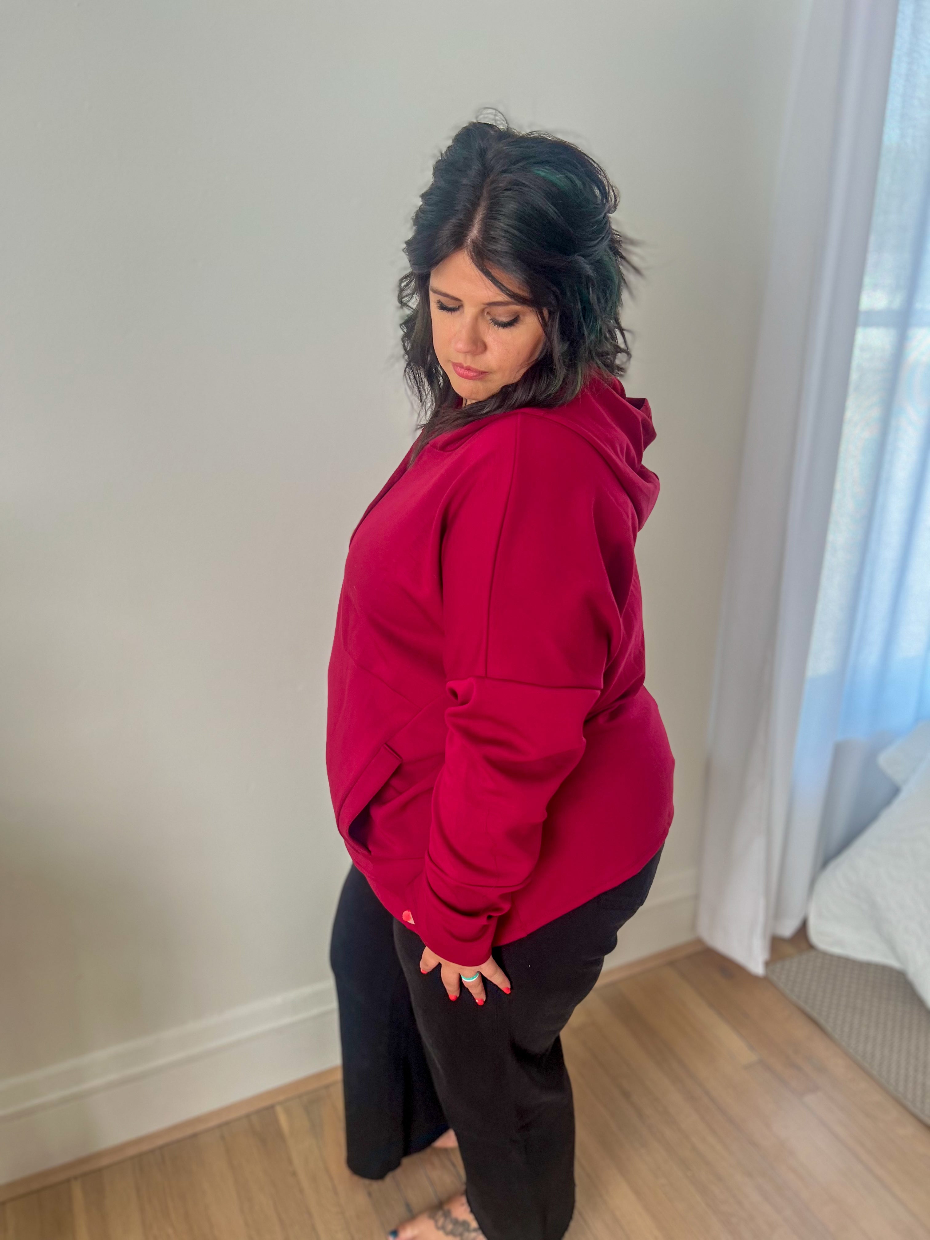 Aria Scuba Hoodie - Burgundy