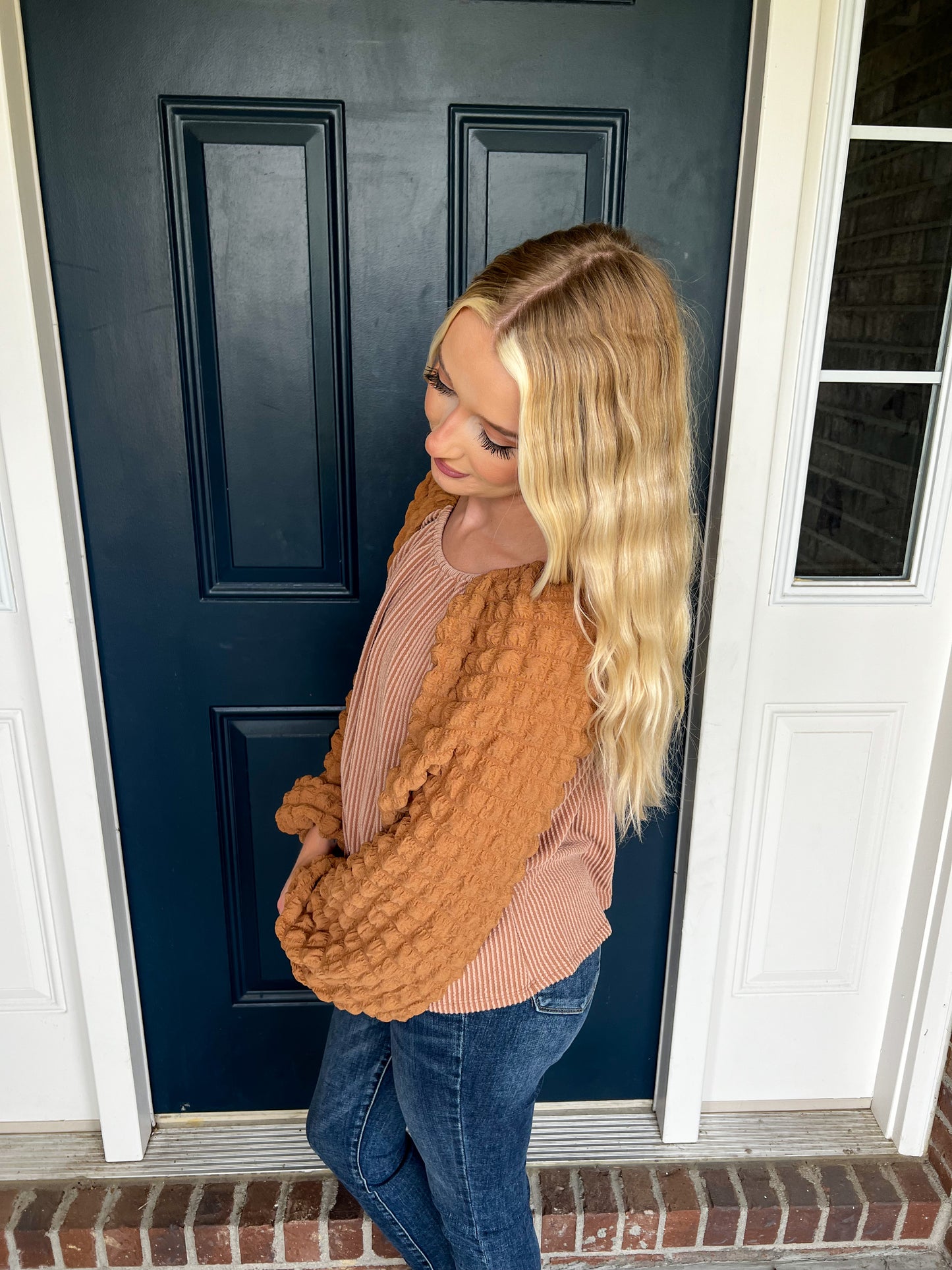 Mocha Textured Long Sleeve Top