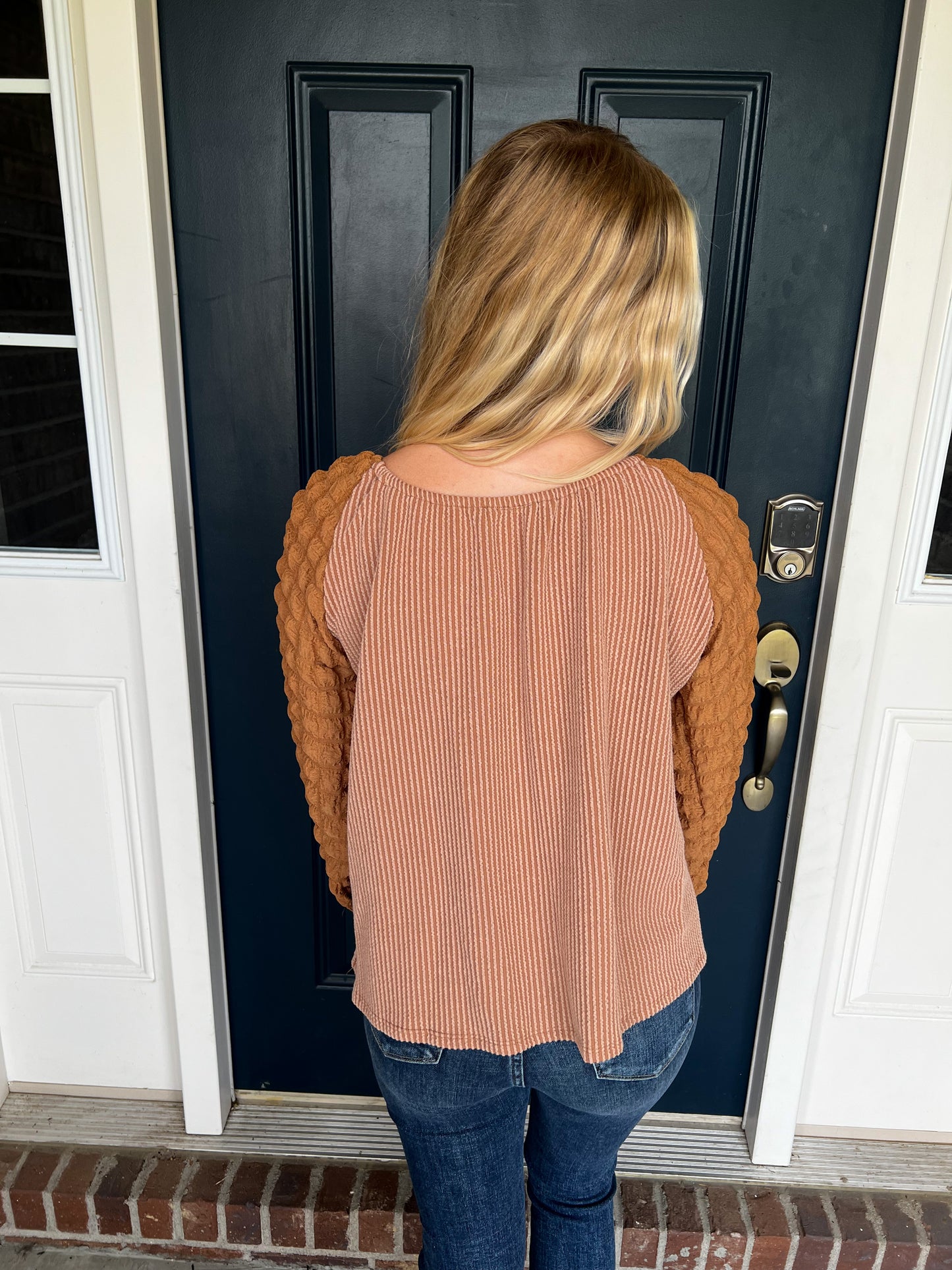 Mocha Textured Long Sleeve Top