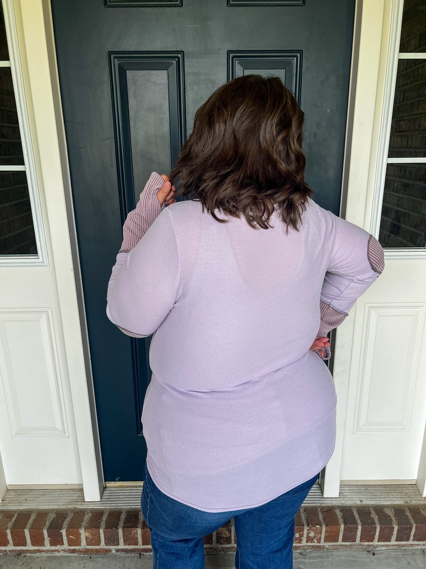 Lavender Waffle Knit Long Sleeve Top