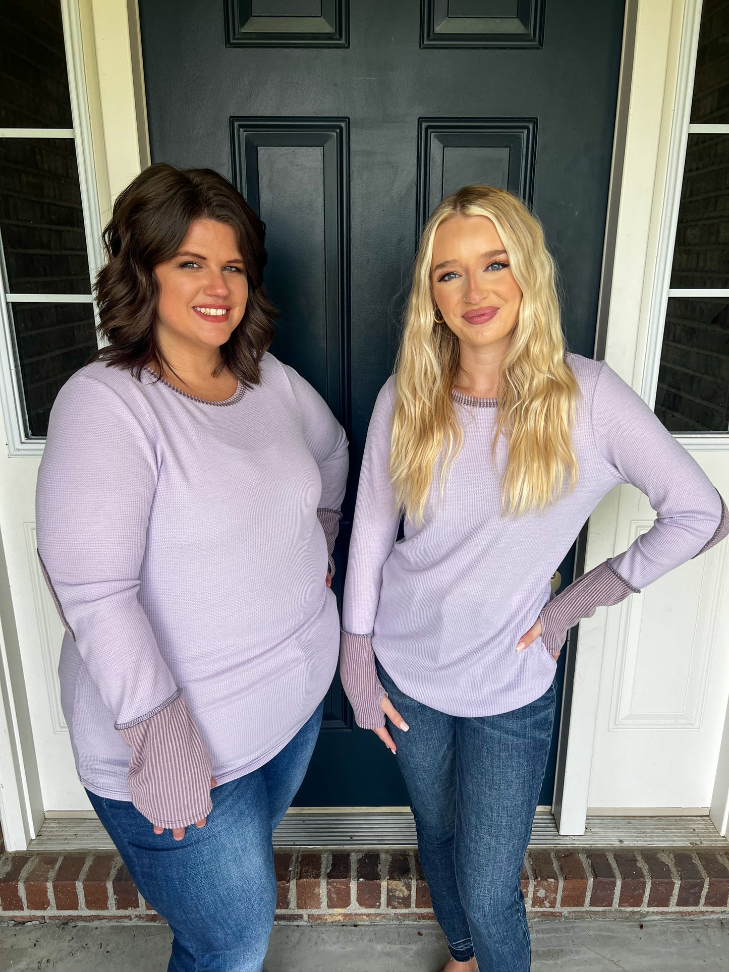 Lavender Waffle Knit Long Sleeve Top
