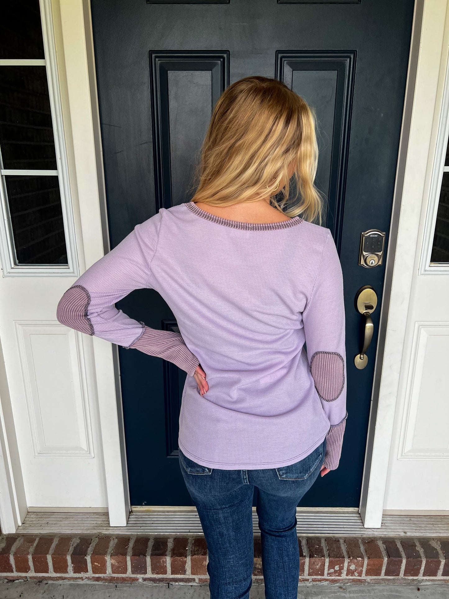 Lavender Waffle Knit Long Sleeve Top