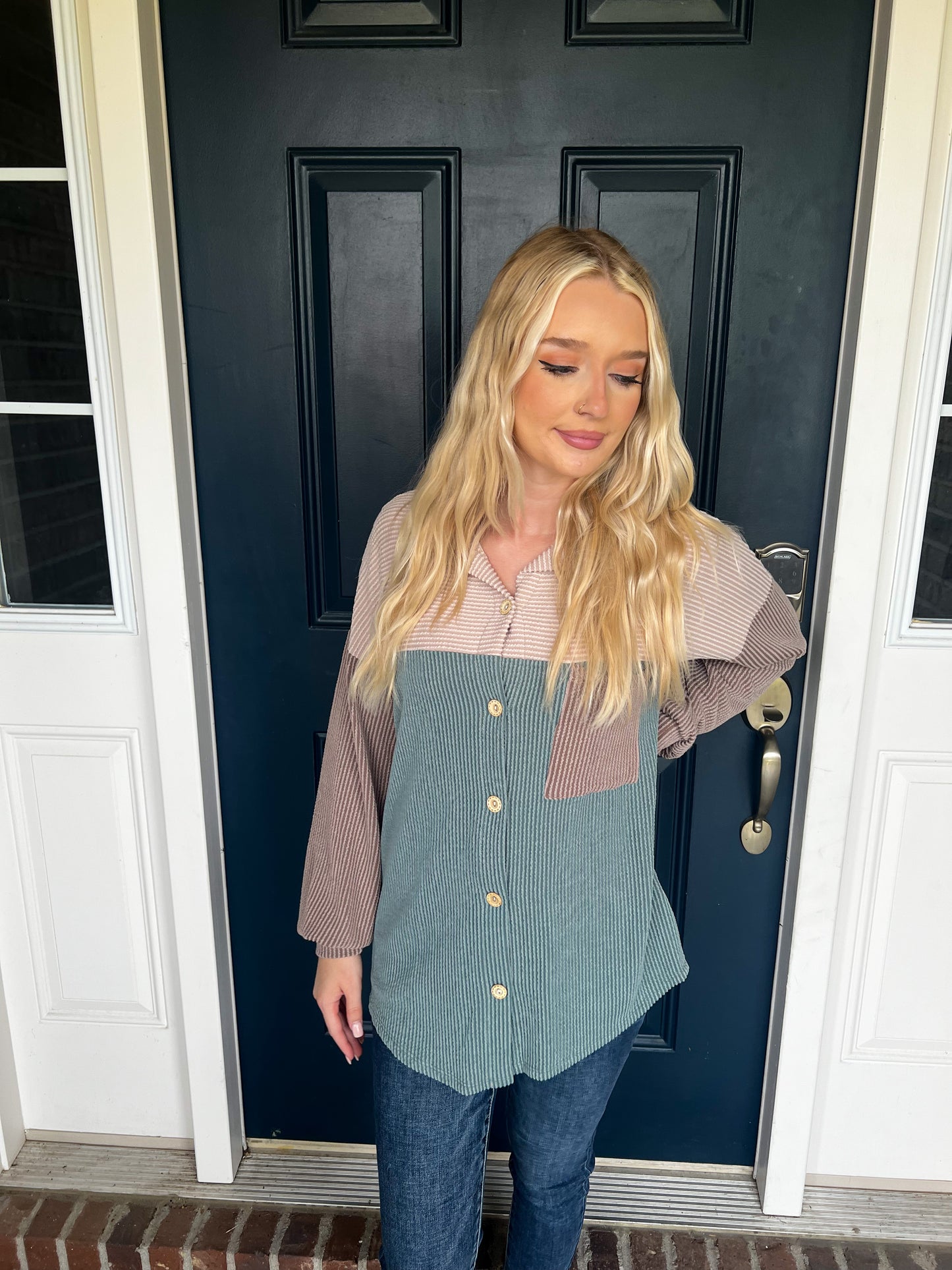 New! Rowan Color Block Shacket