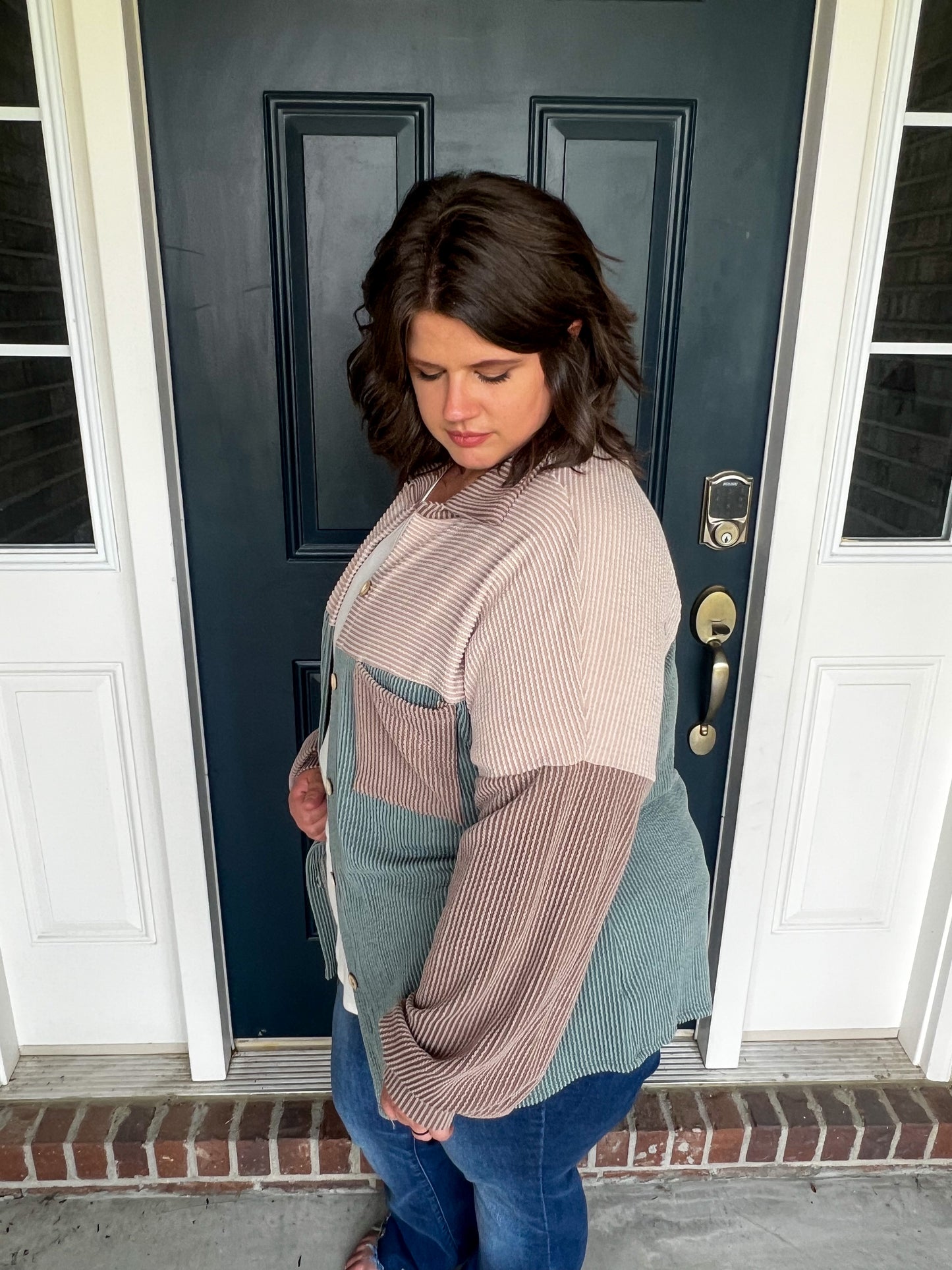 New! Rowan Color Block Shacket
