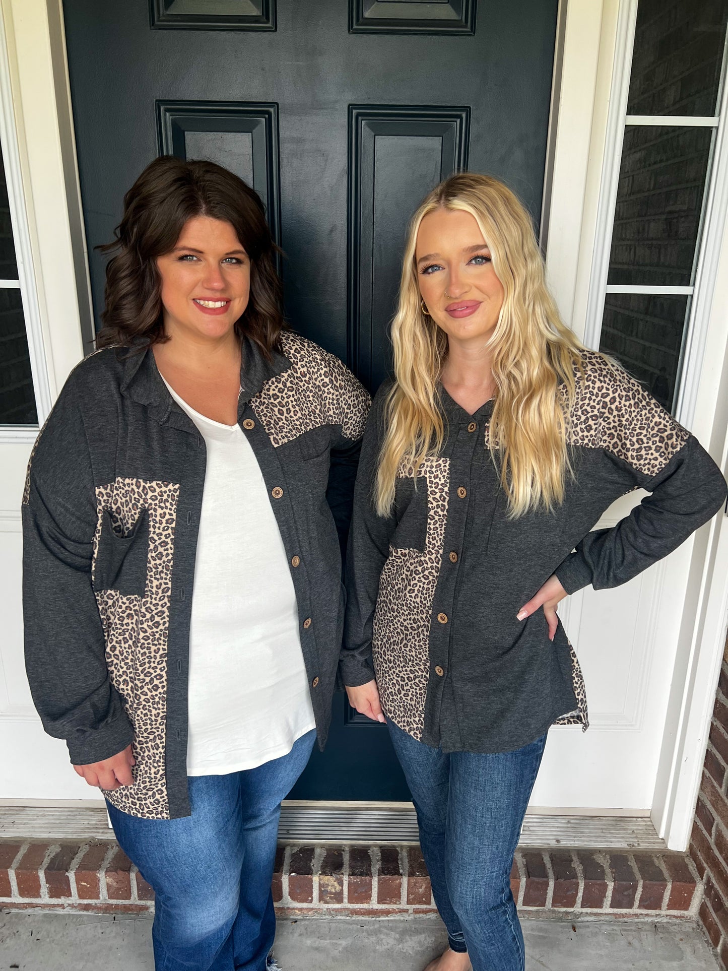 She's a Wild One Charcoal and Leopard Shacket