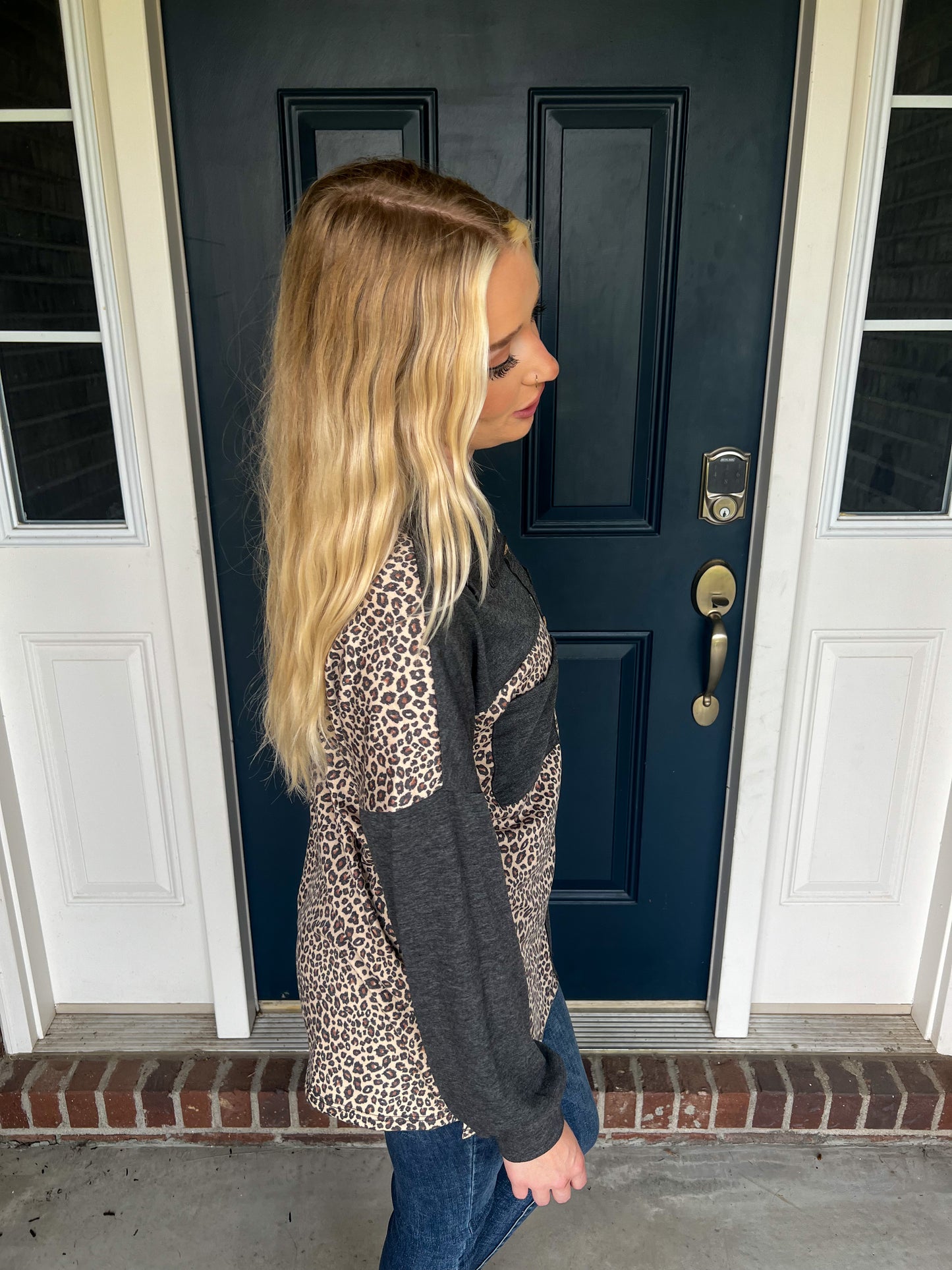 She's a Wild One Charcoal and Leopard Shacket