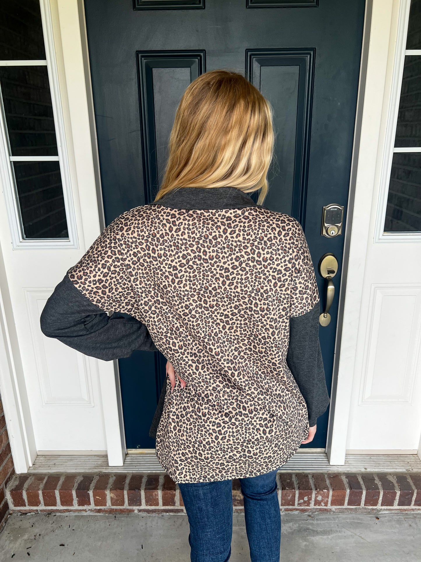 She's a Wild One Charcoal and Leopard Shacket