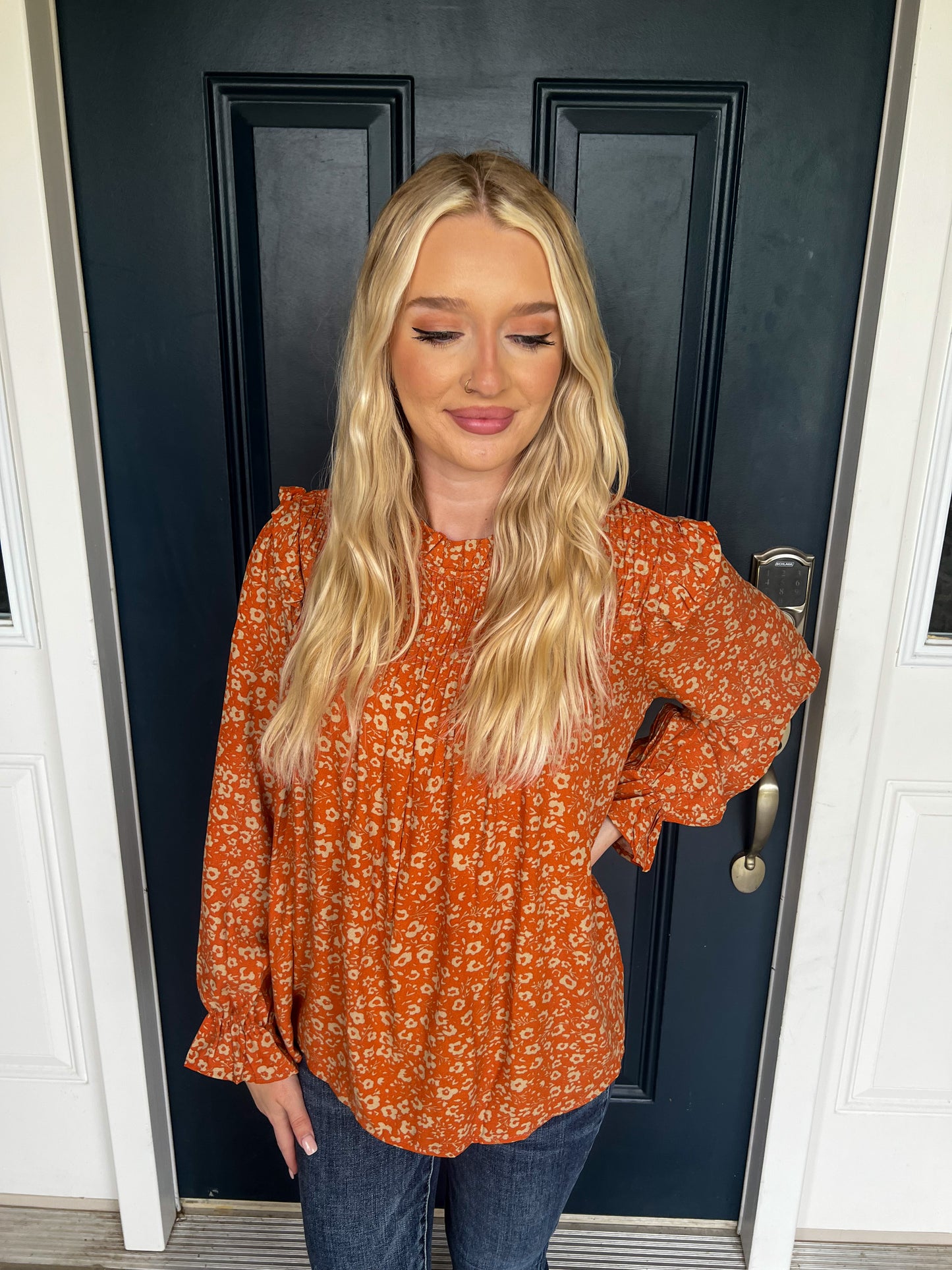 Willow Rust Floral Long Sleeve Blouse