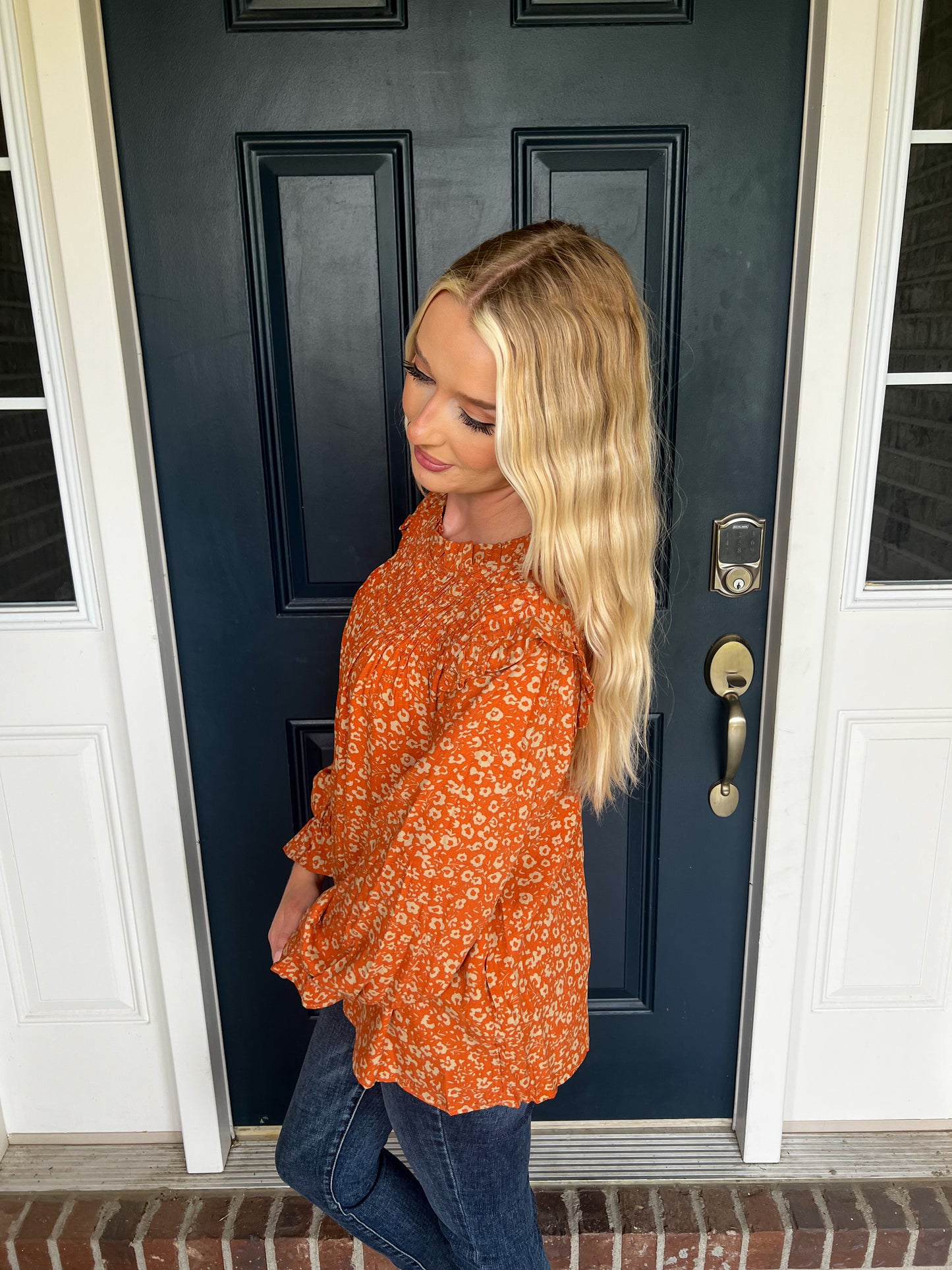 Willow Rust Floral Long Sleeve Blouse