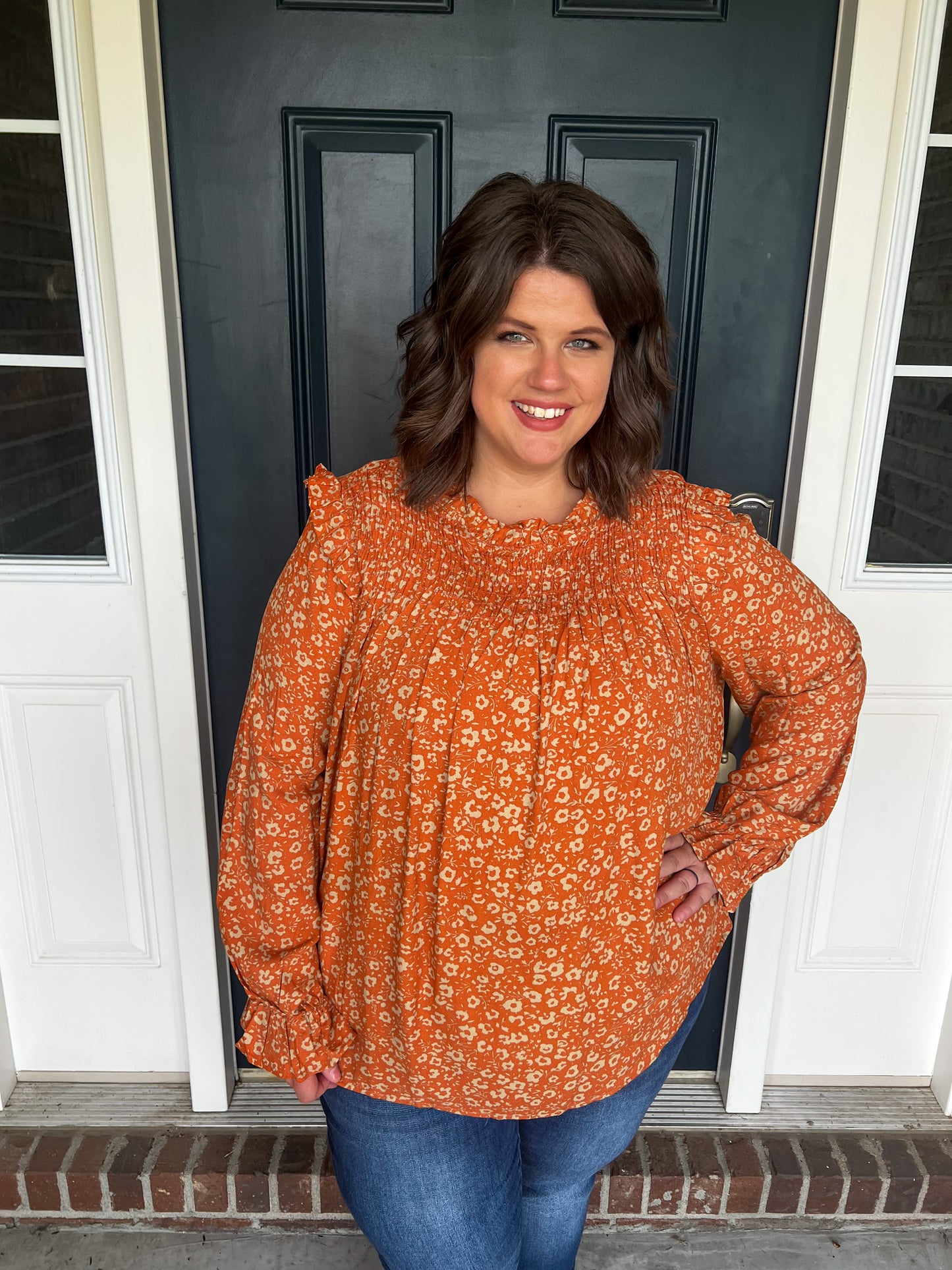 Willow Rust Floral Long Sleeve Blouse
