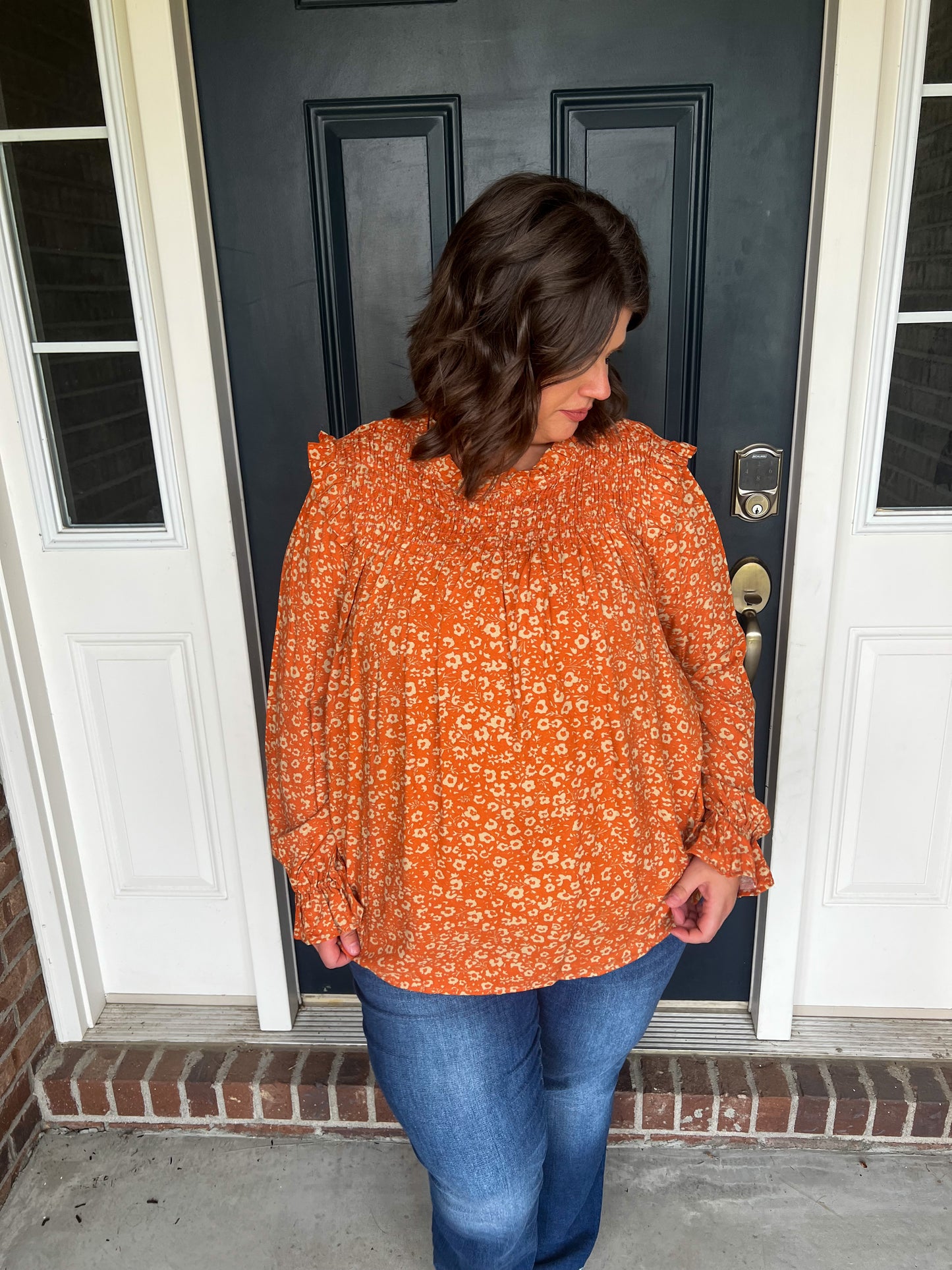Willow Rust Floral Long Sleeve Blouse