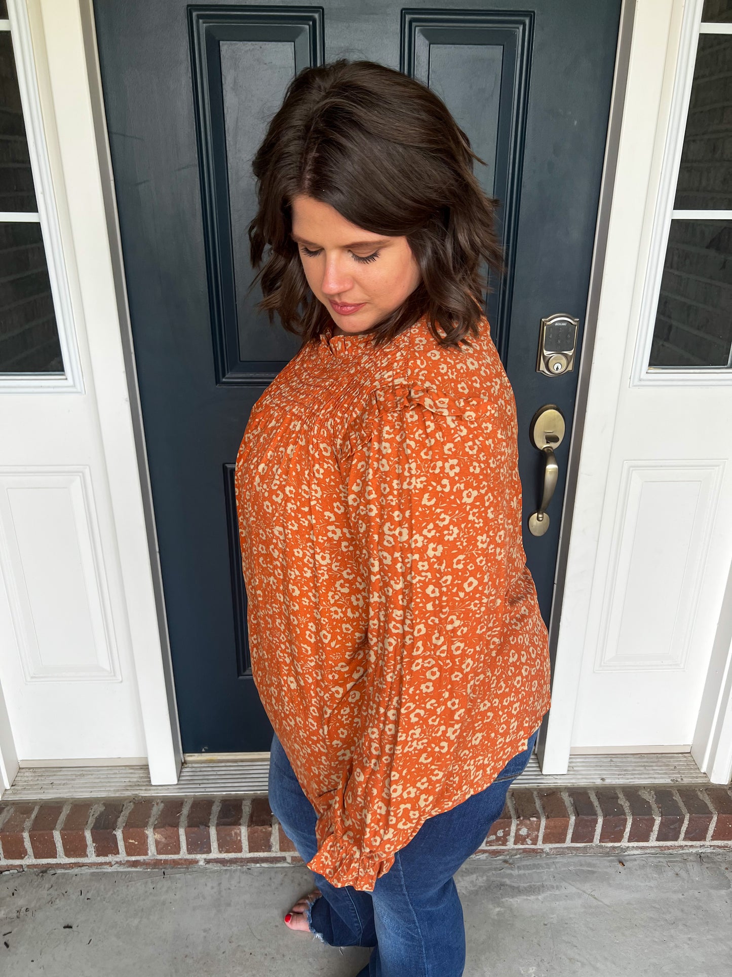 Willow Rust Floral Long Sleeve Blouse
