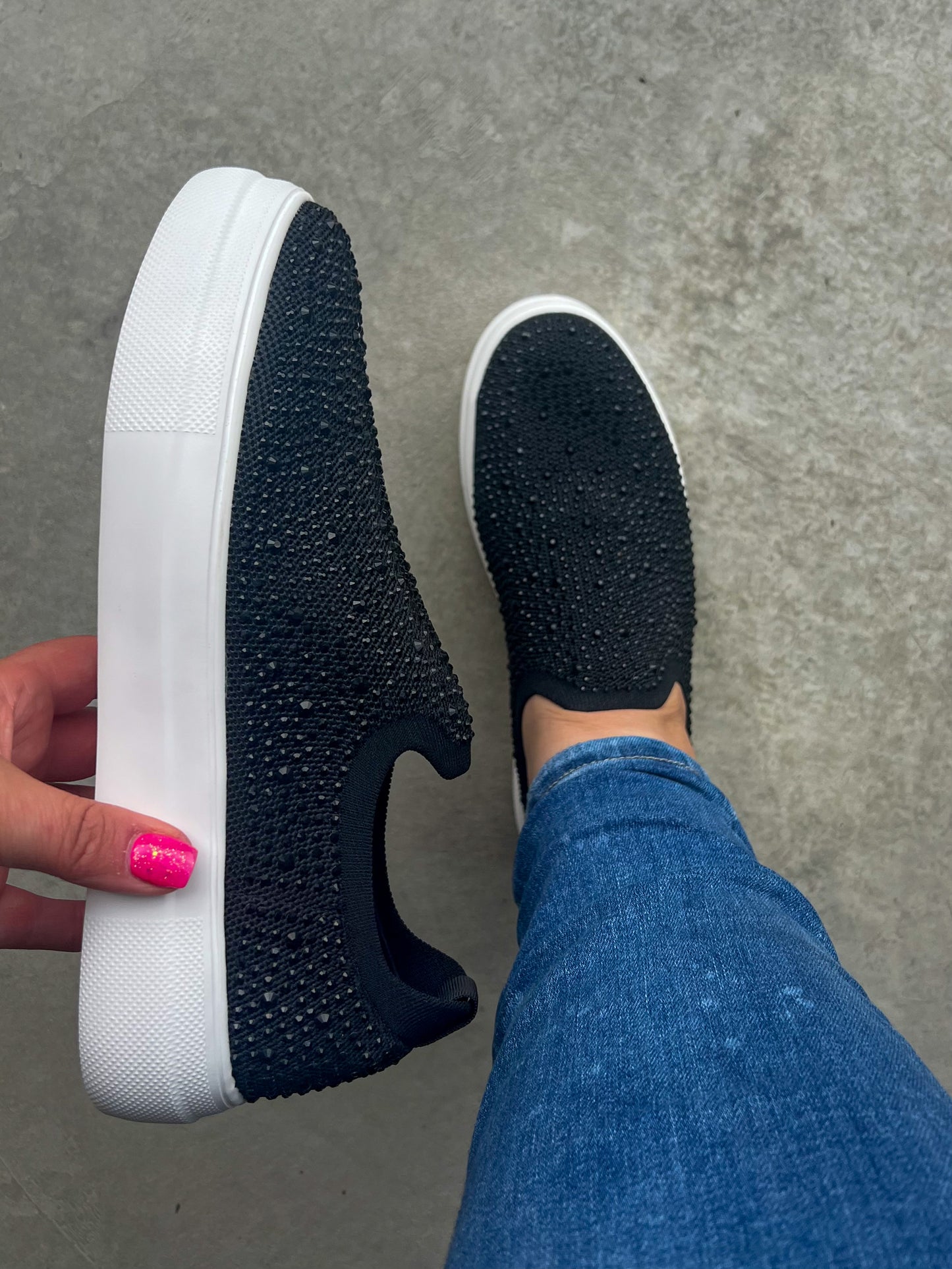 Corkys Swank Slip-on Sneakers - Black Crystals