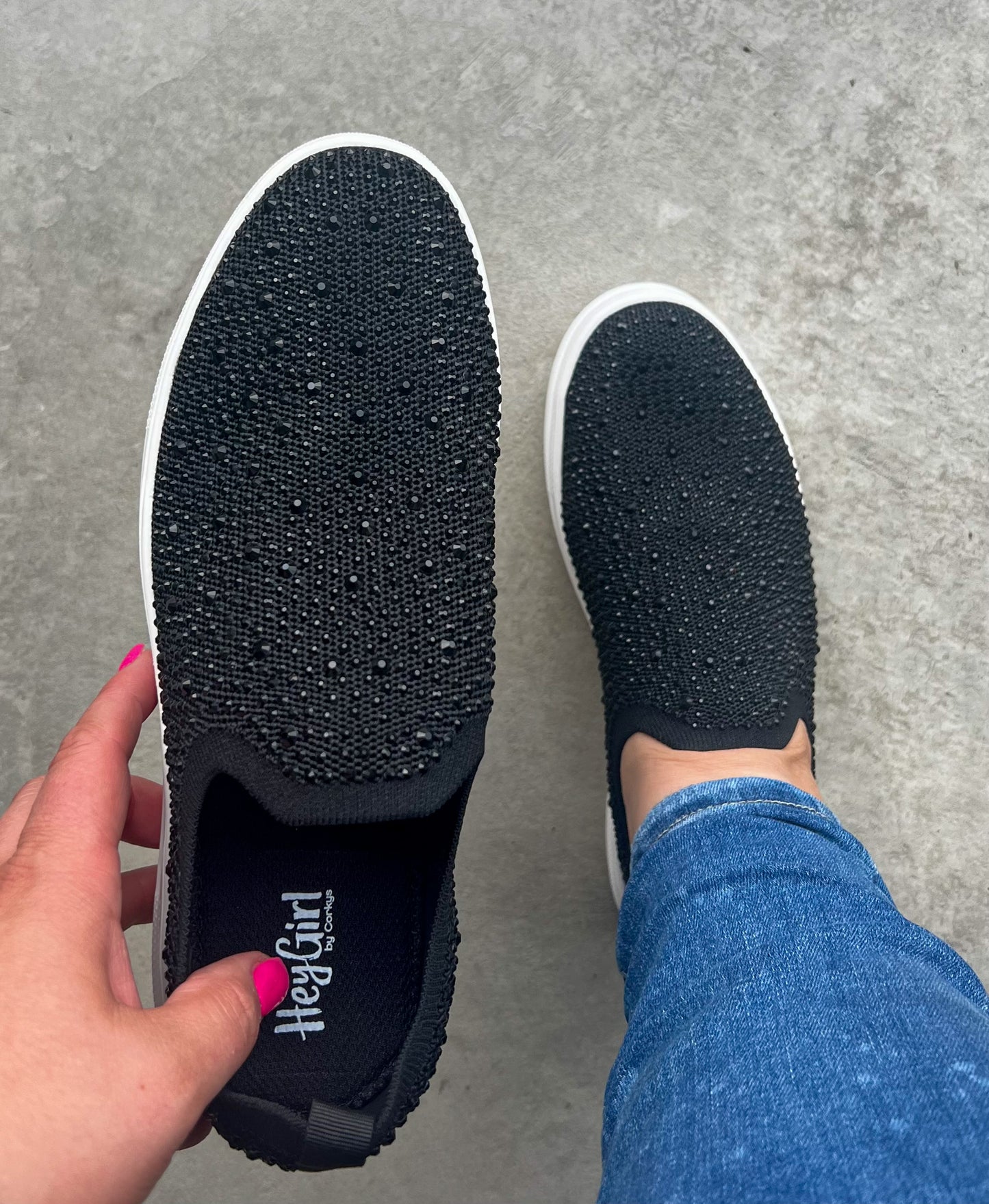 Corkys Swank Slip-on Sneakers - Black Crystals