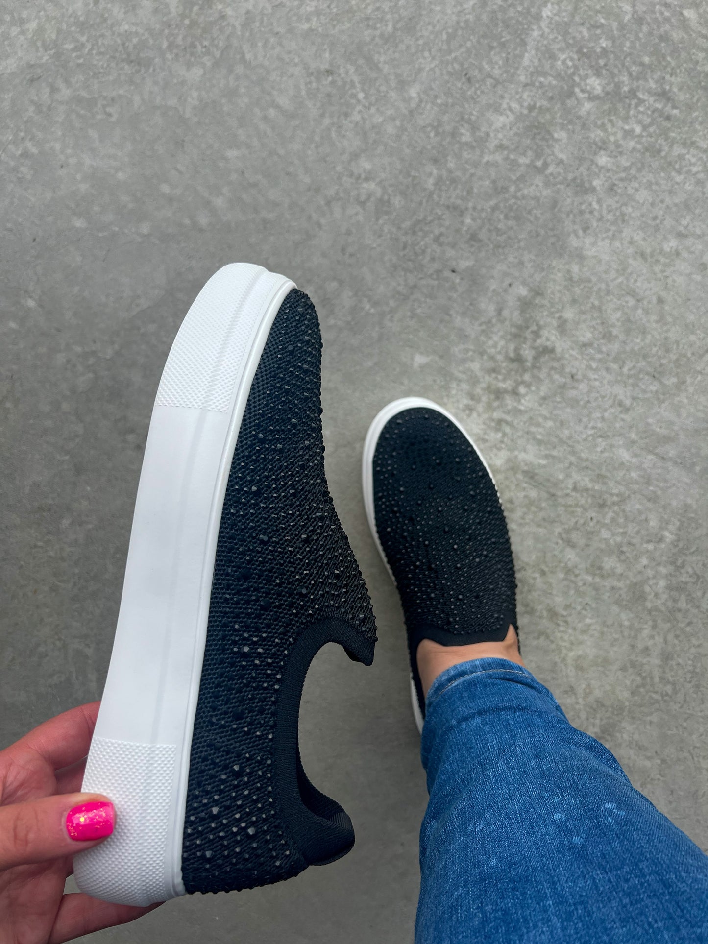 Corkys Swank Slip-on Sneakers - Black Crystals