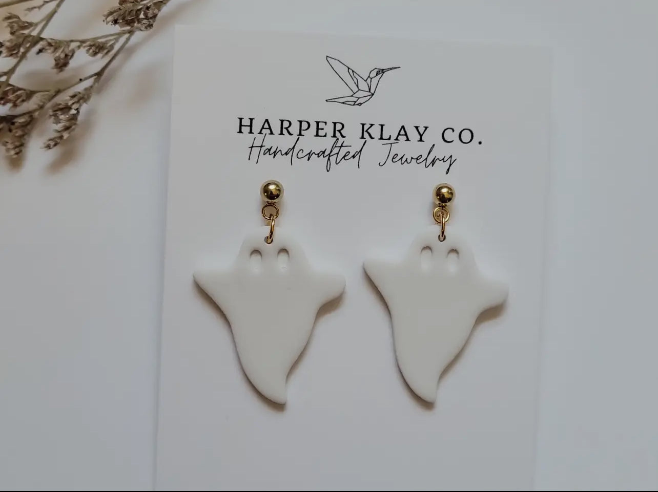 Ghost Dangle Polymer Clay Earrings